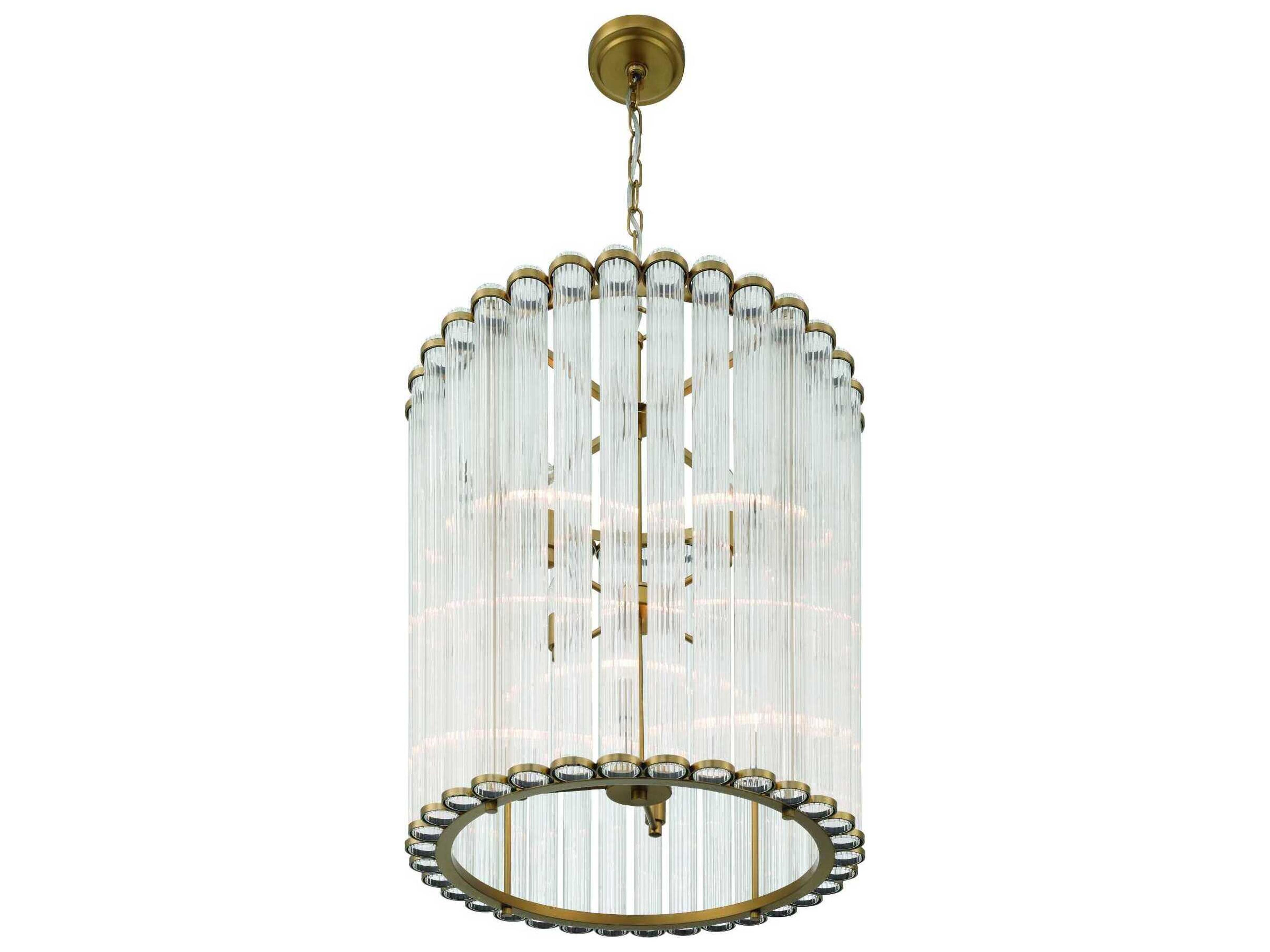 Eurofase Glasbury 8-Light Gold Cylinder Pendant