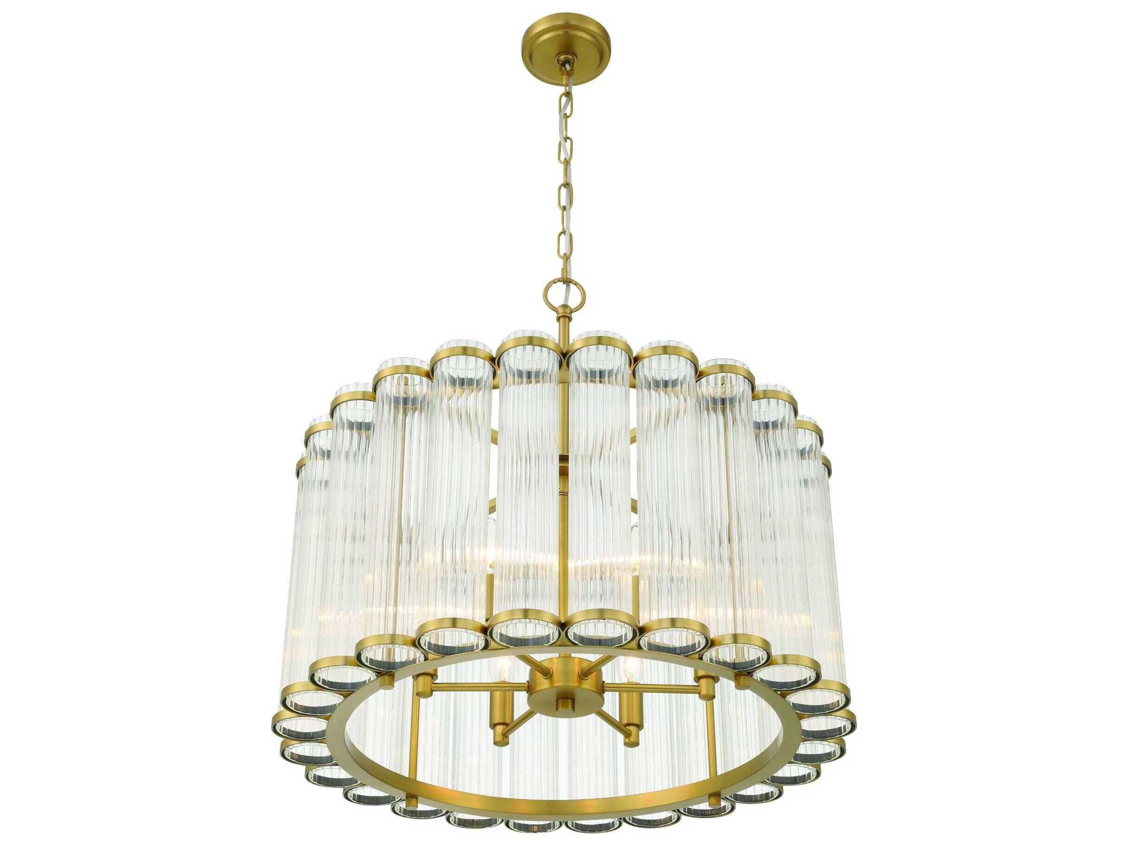 Eurofase Glasbury 6-Light Gold Drum Chandelier