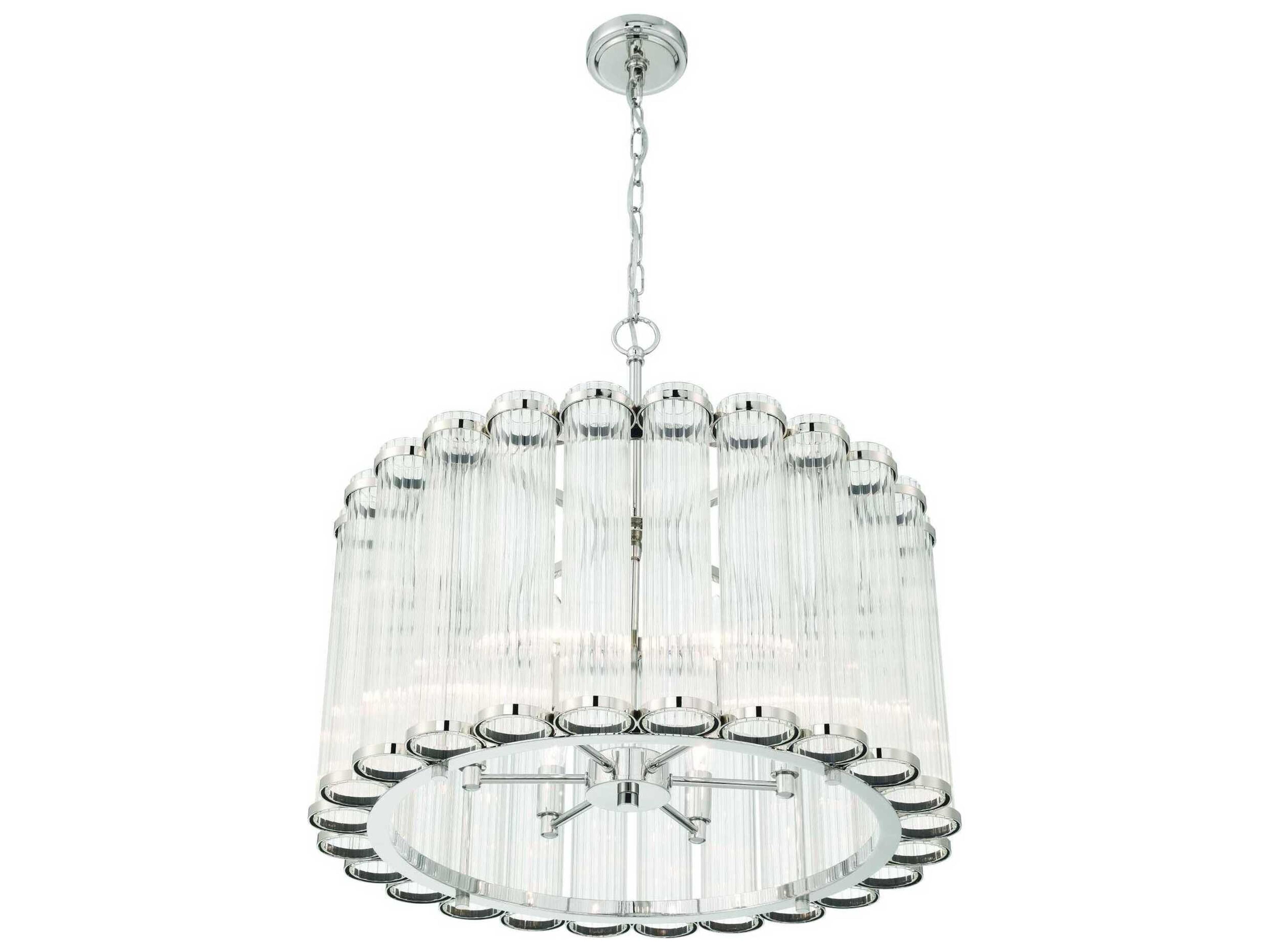 Eurofase Glasbury 6-Light Nickel Drum Chandelier