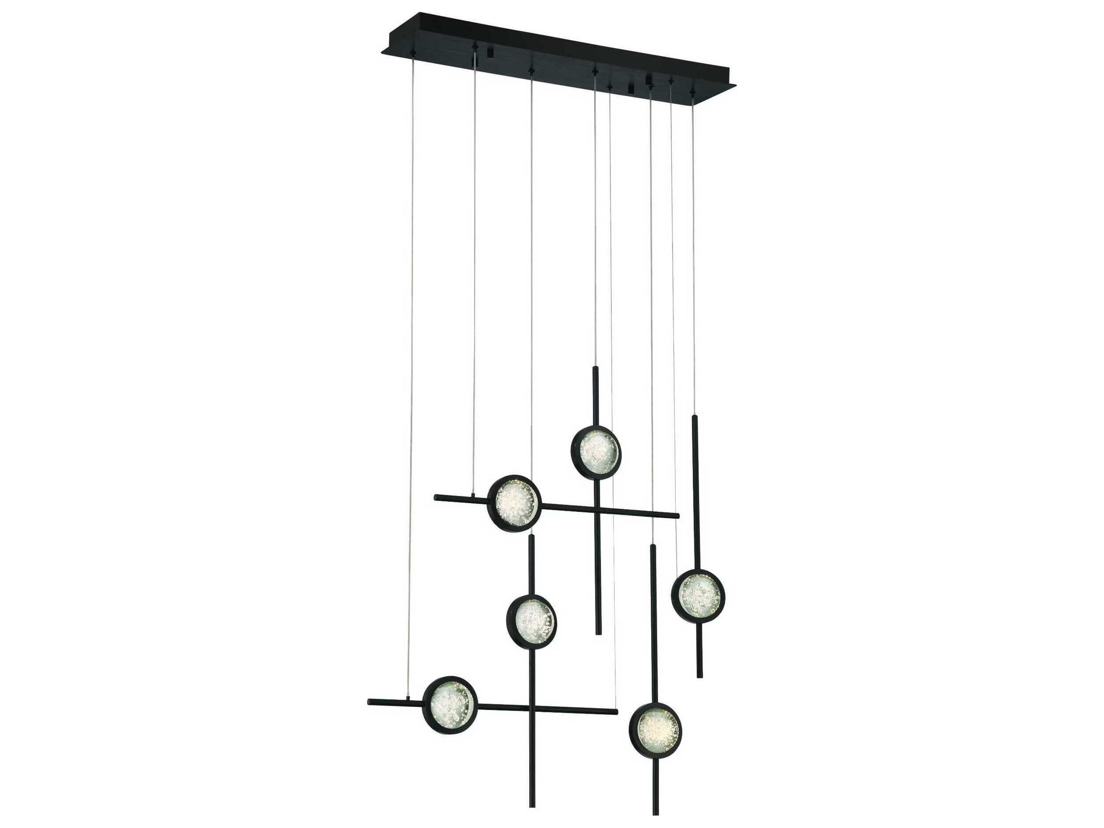 Eurofase Barletta 6-Light Black Linear Island Pendant