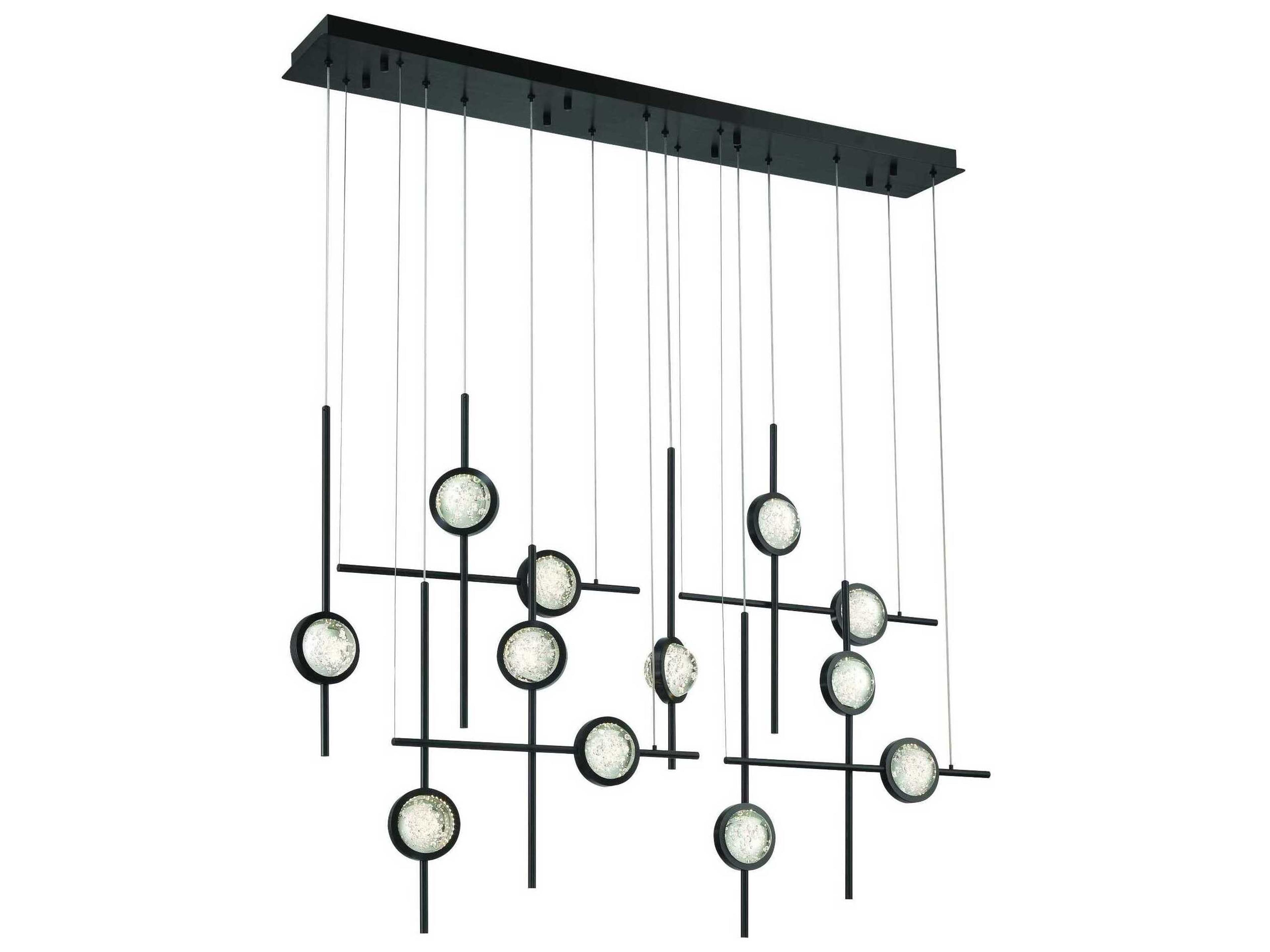Eurofase Barletta 12-Light Black Linear Island Pendant