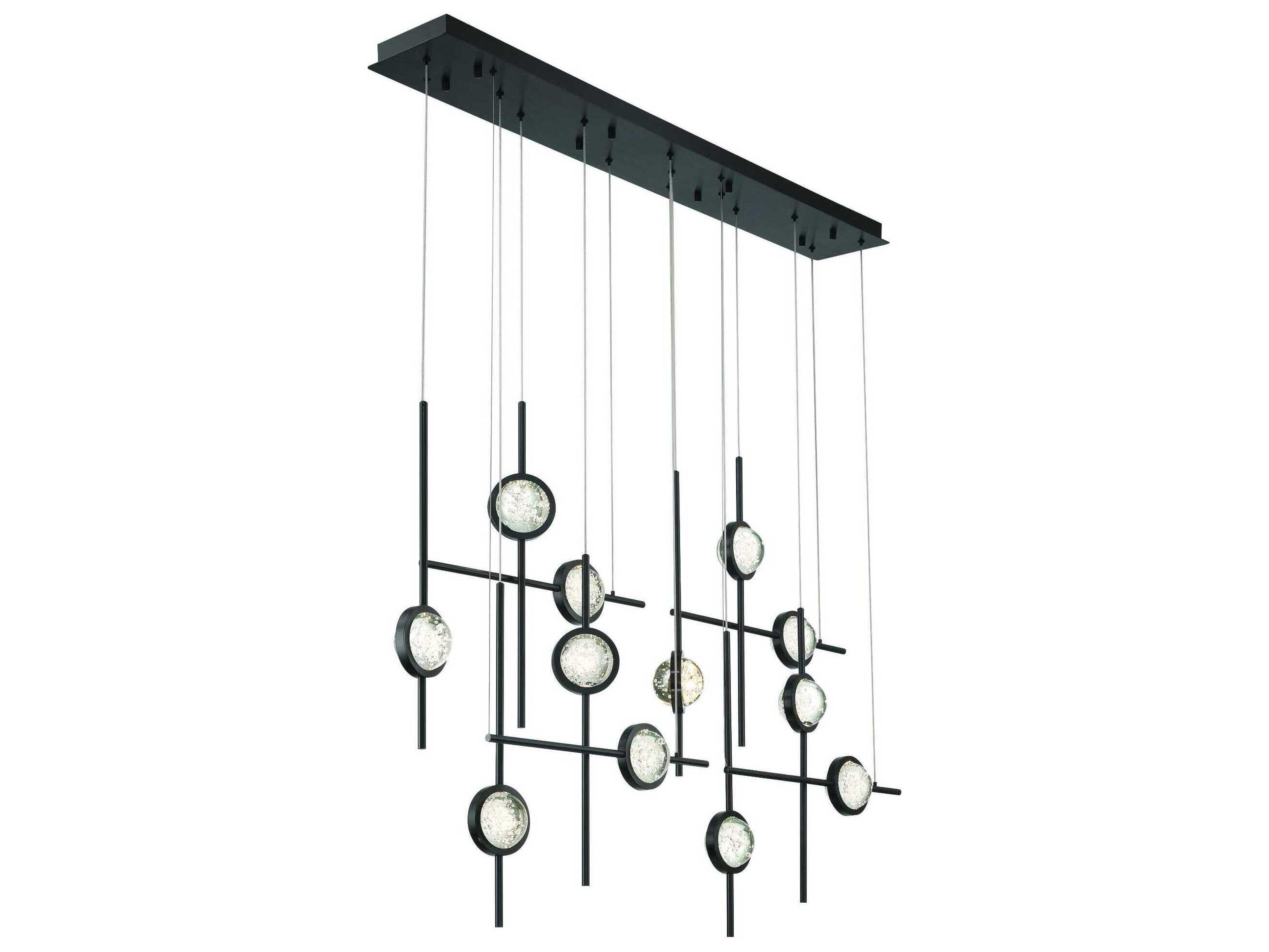 Eurofase Barletta 12-Light Black Linear Island Pendant