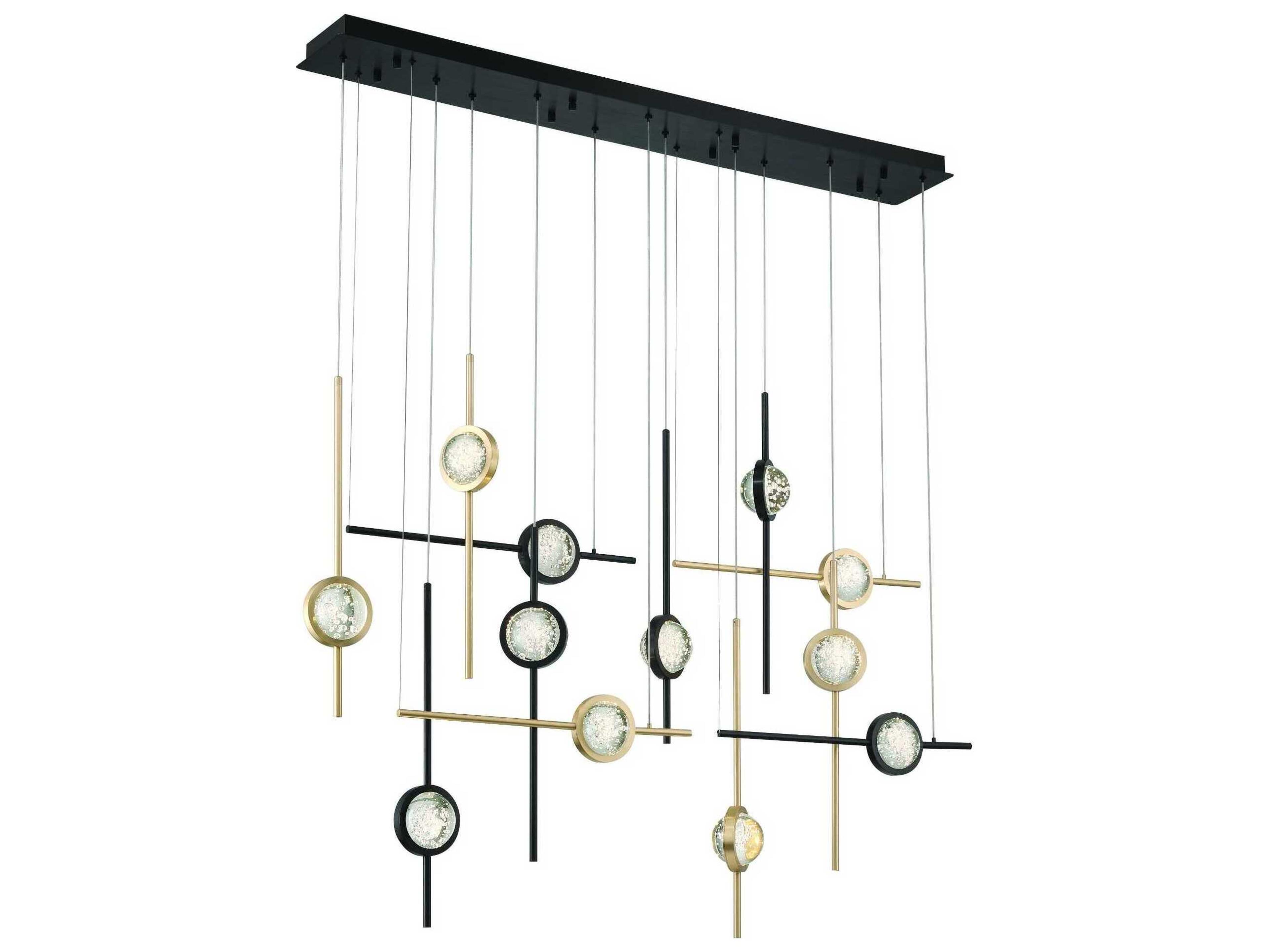 Eurofase Barletta 12-Light Black Linear Island Pendant