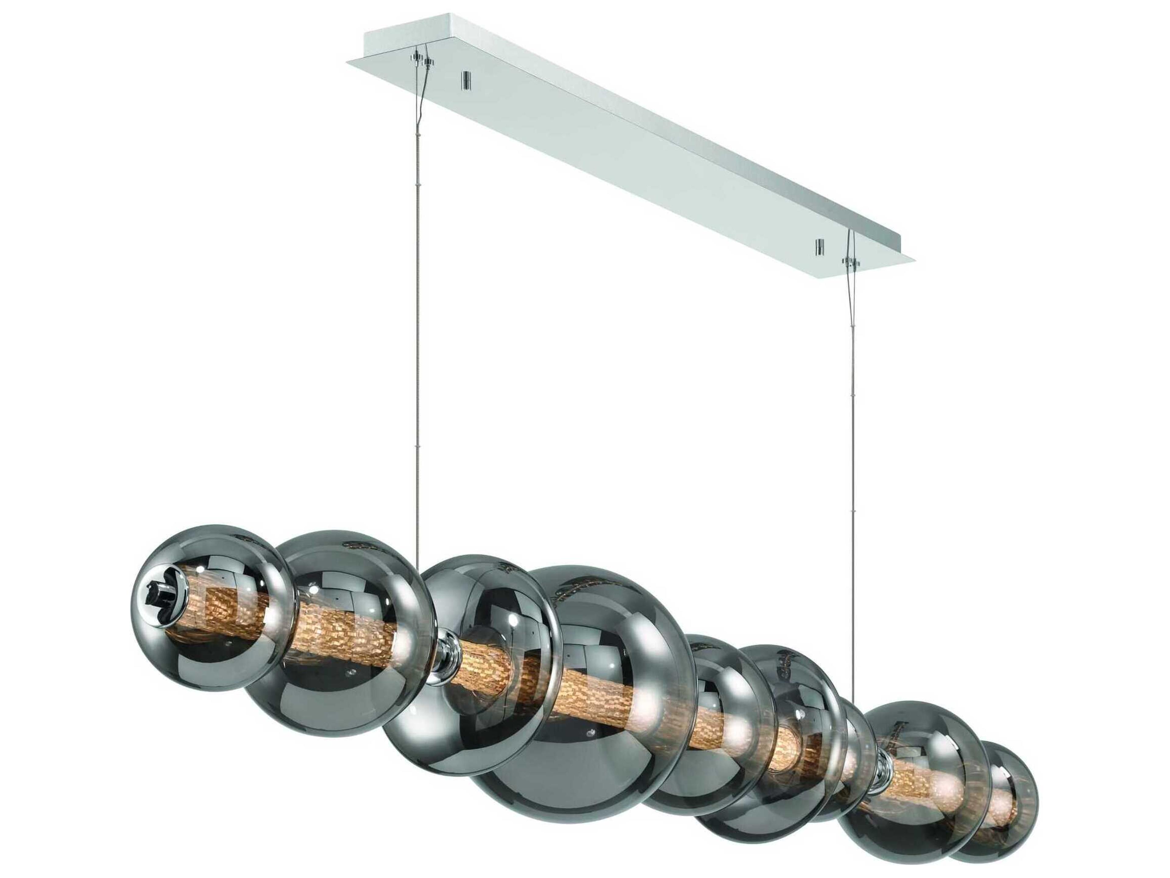 Eurofase Atomo 1-Light Chrome Globe Geometric Island Pendant