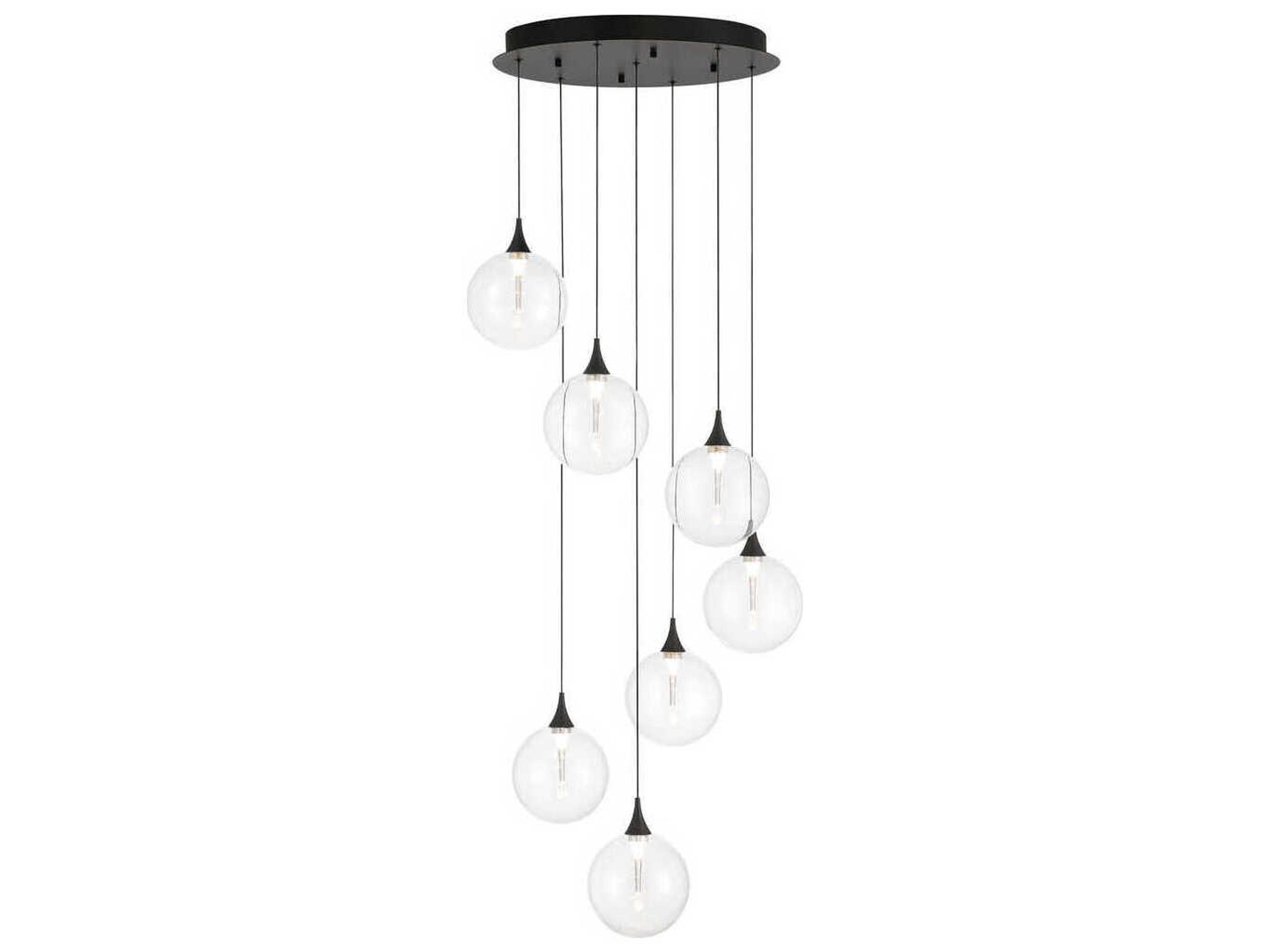 Iissa 7-Light Black Globe Pendant