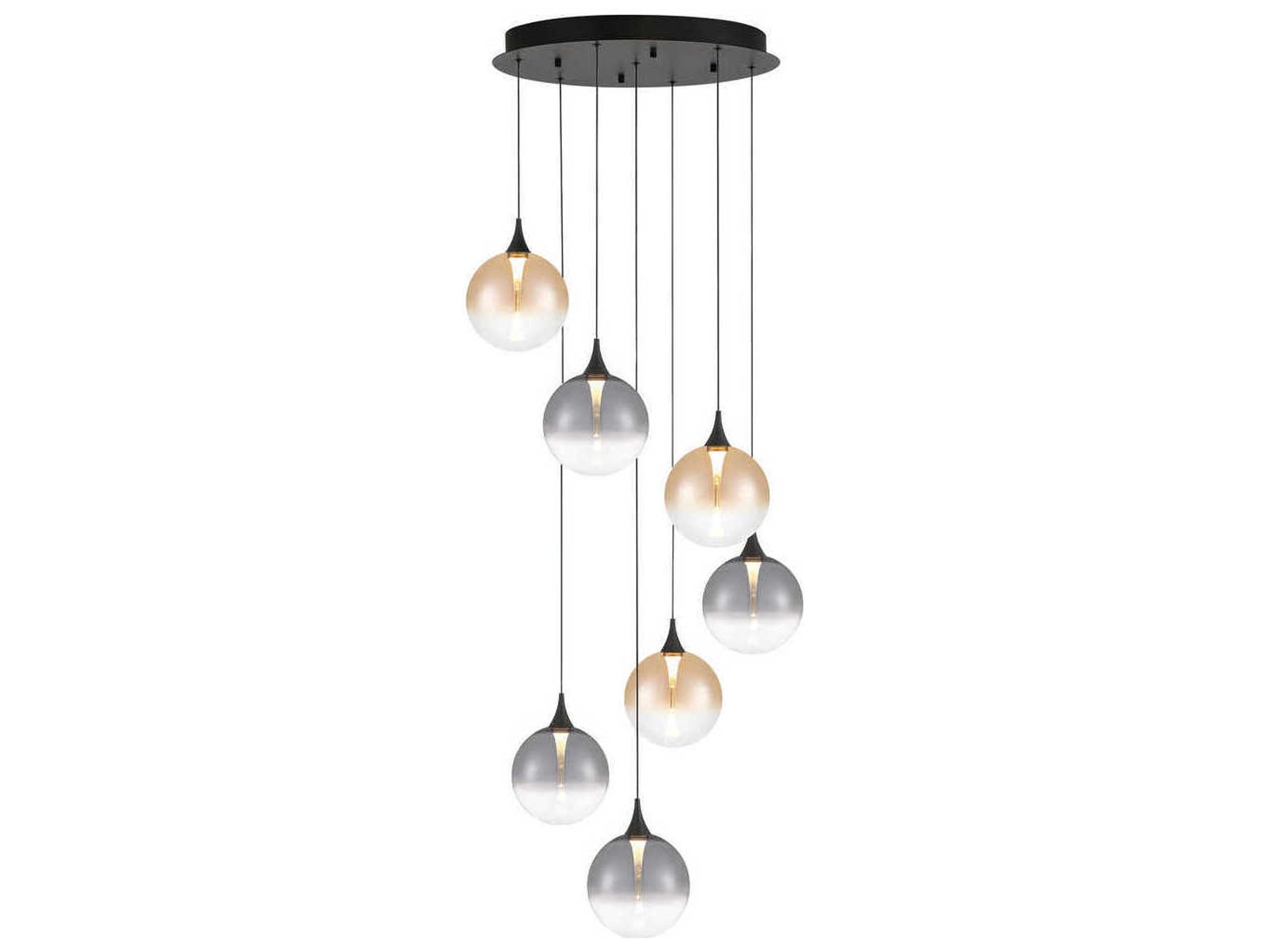 Eurofase Iissa 7-Light Black Globe Pendant