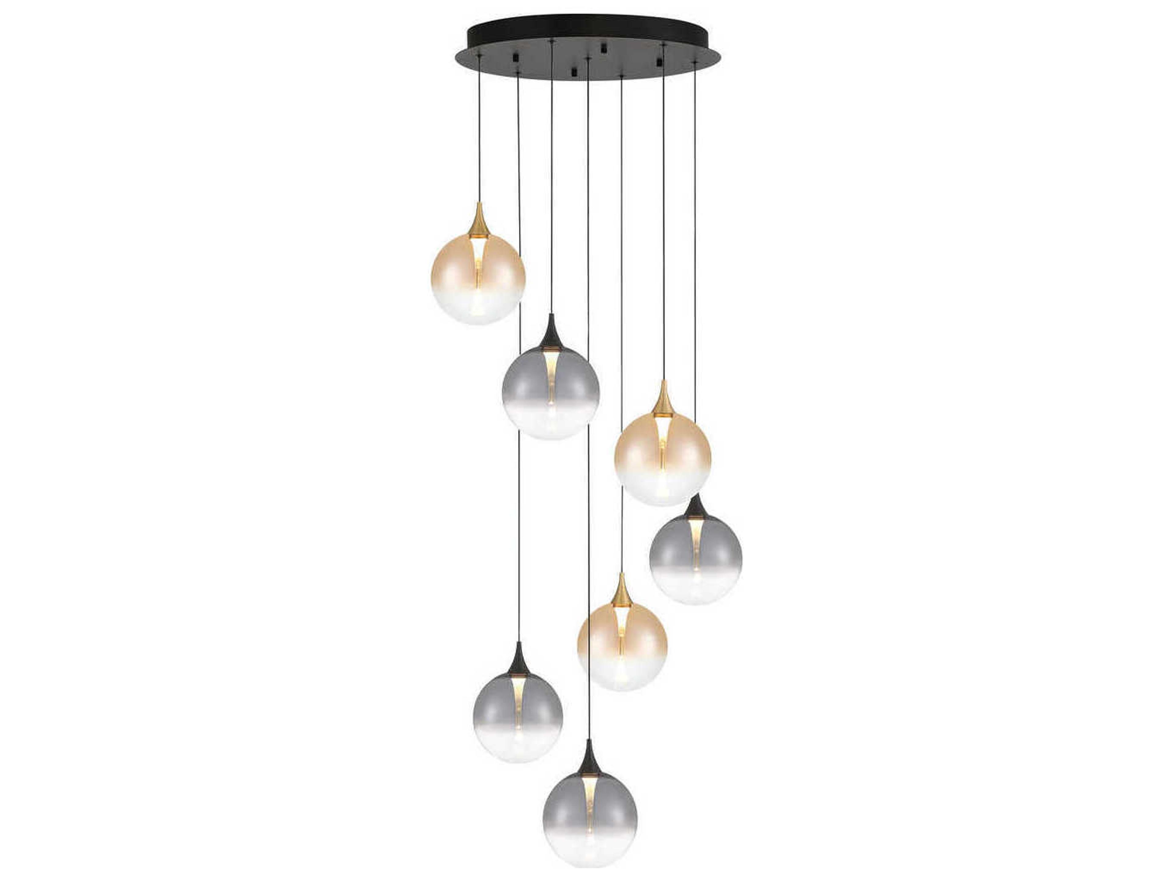 Eurofase Iissa 7-Light Gold Black Globe Pendant