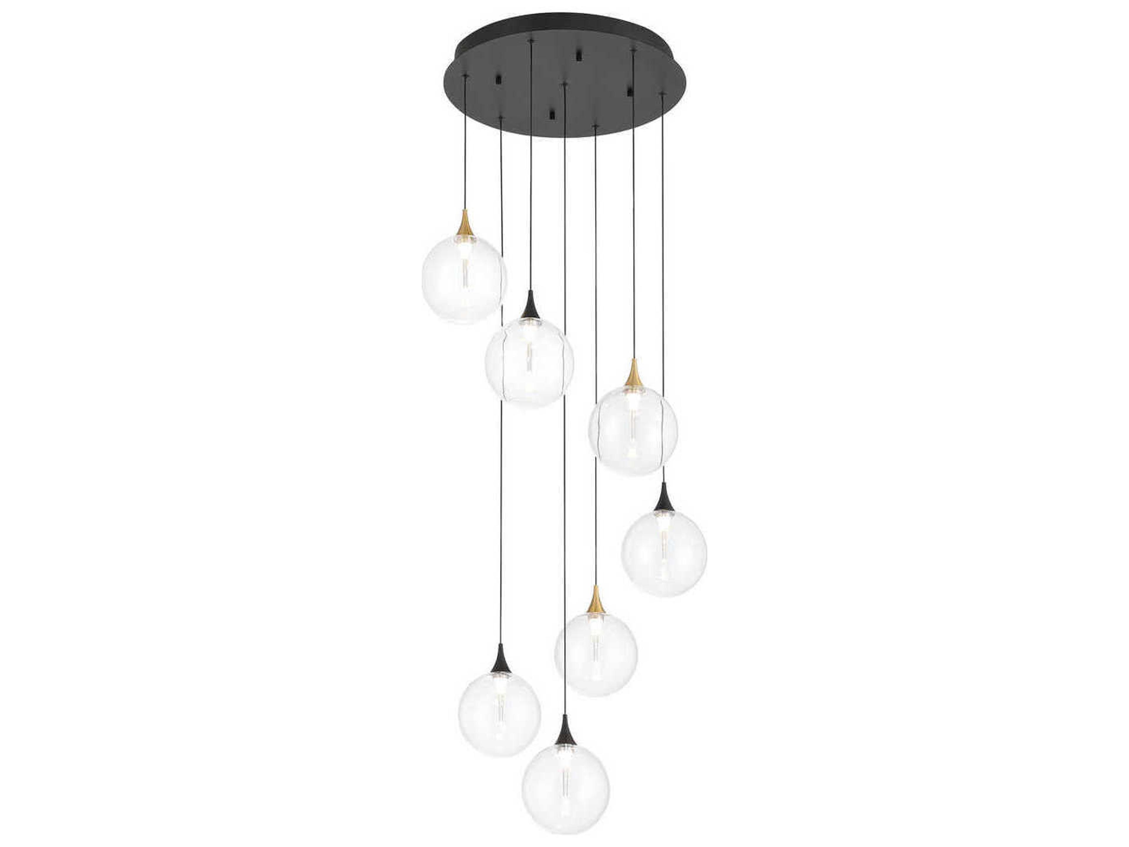 Eurofase Iissa 7-Light Gold Black Globe Pendant
