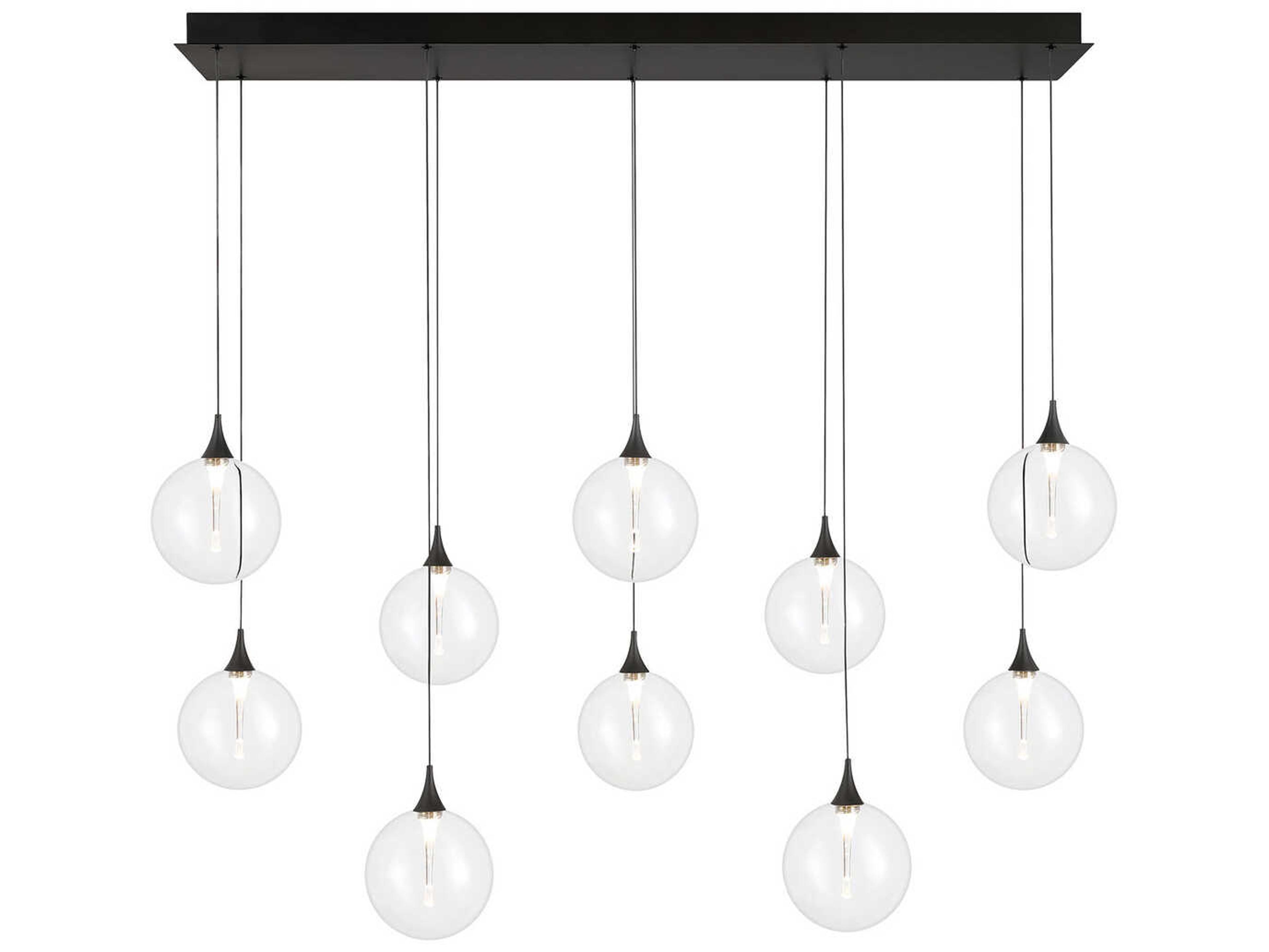 Iissa 10-Light Black Globe Island Pendant