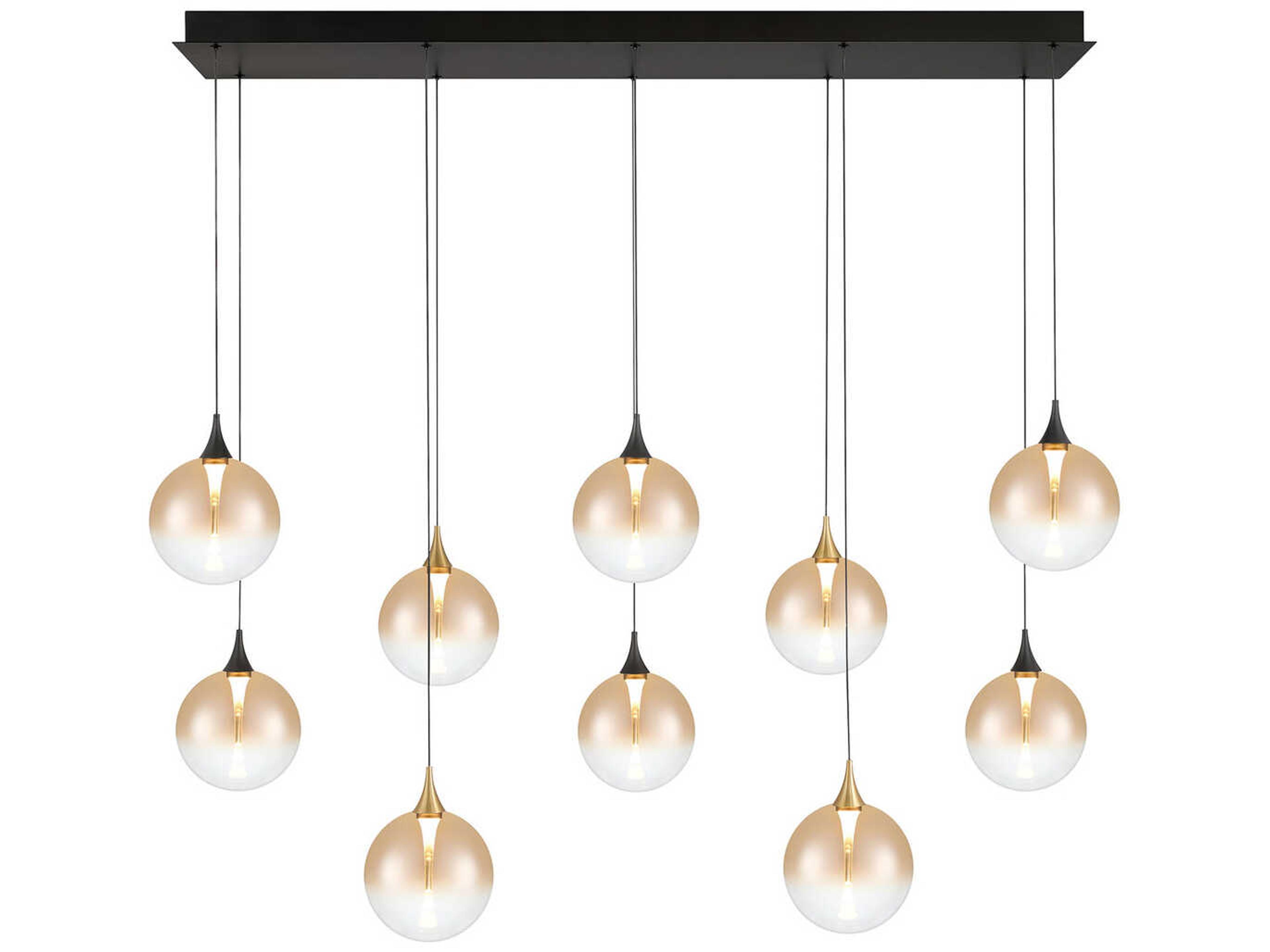 Eurofase Iissa 10-Light Gold Black Globe Island Pendant