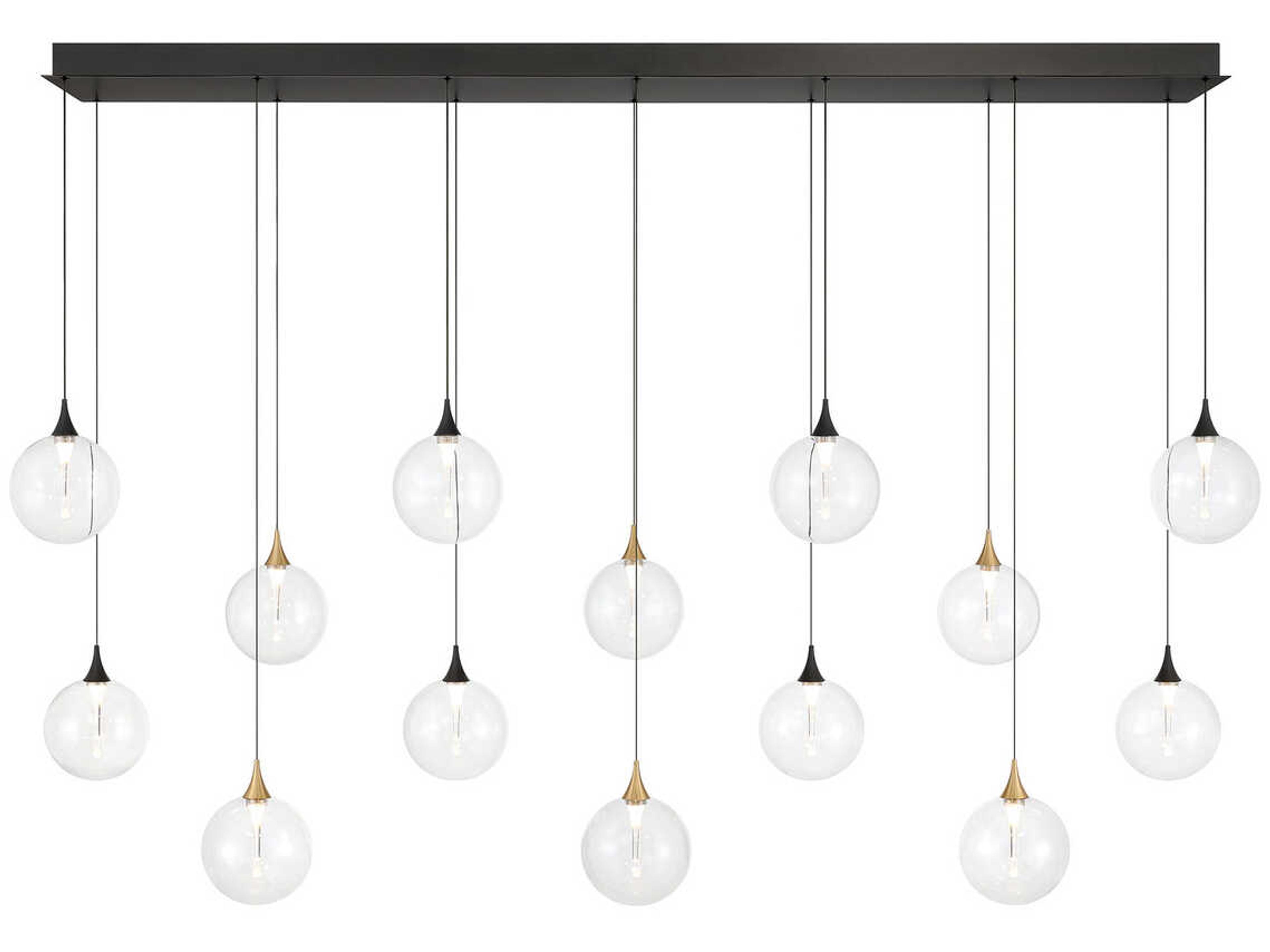 Iissa 14-Light Gold Black Globe Island Pendant