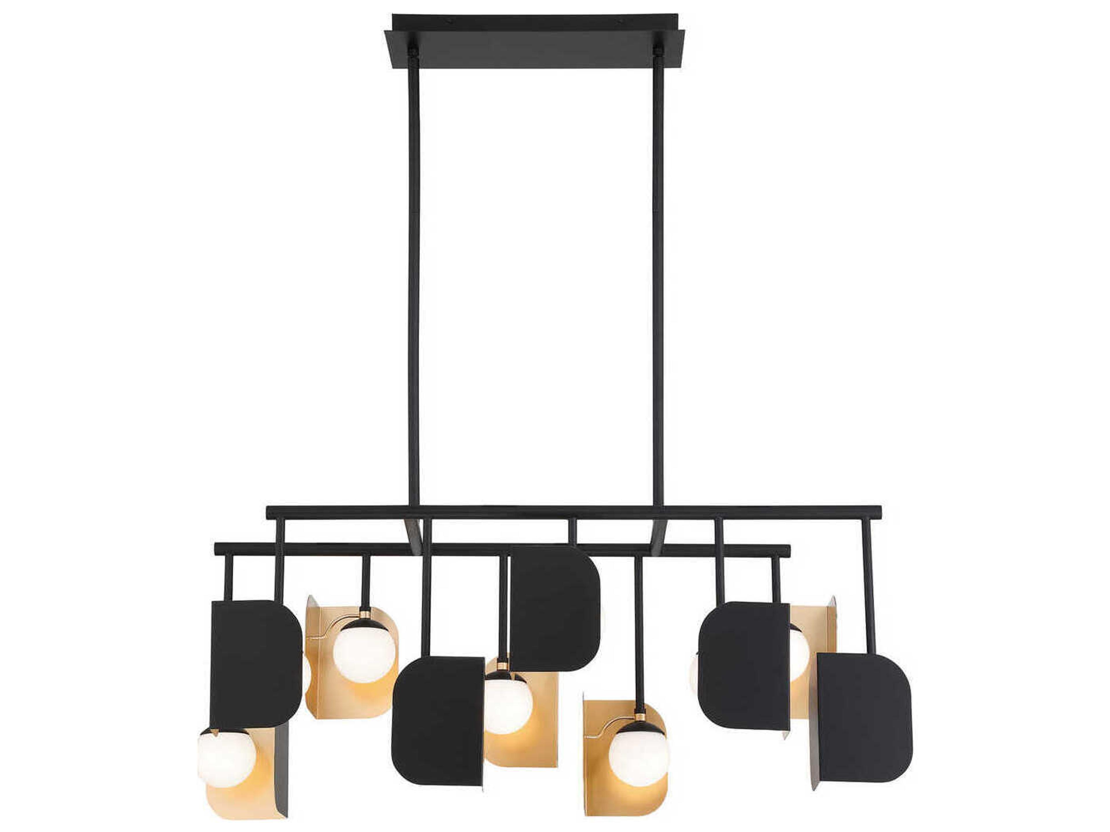 Eurofase Cornice 10-Light Gold Black Geometric Island Pendant