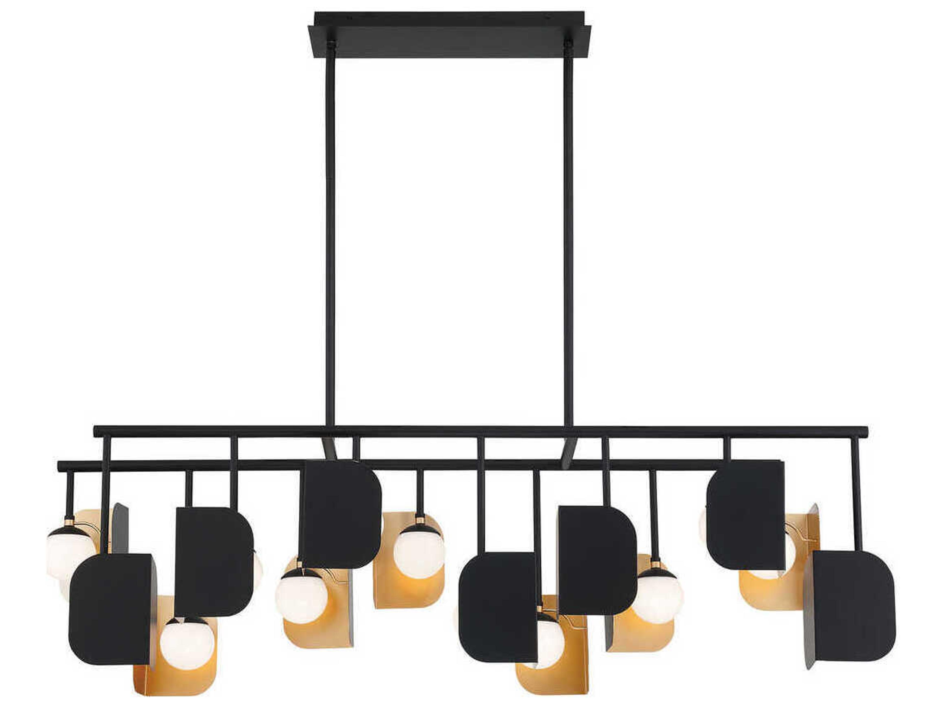 Eurofase Cornice 14-Light Gold Black Geometric Island Pendant