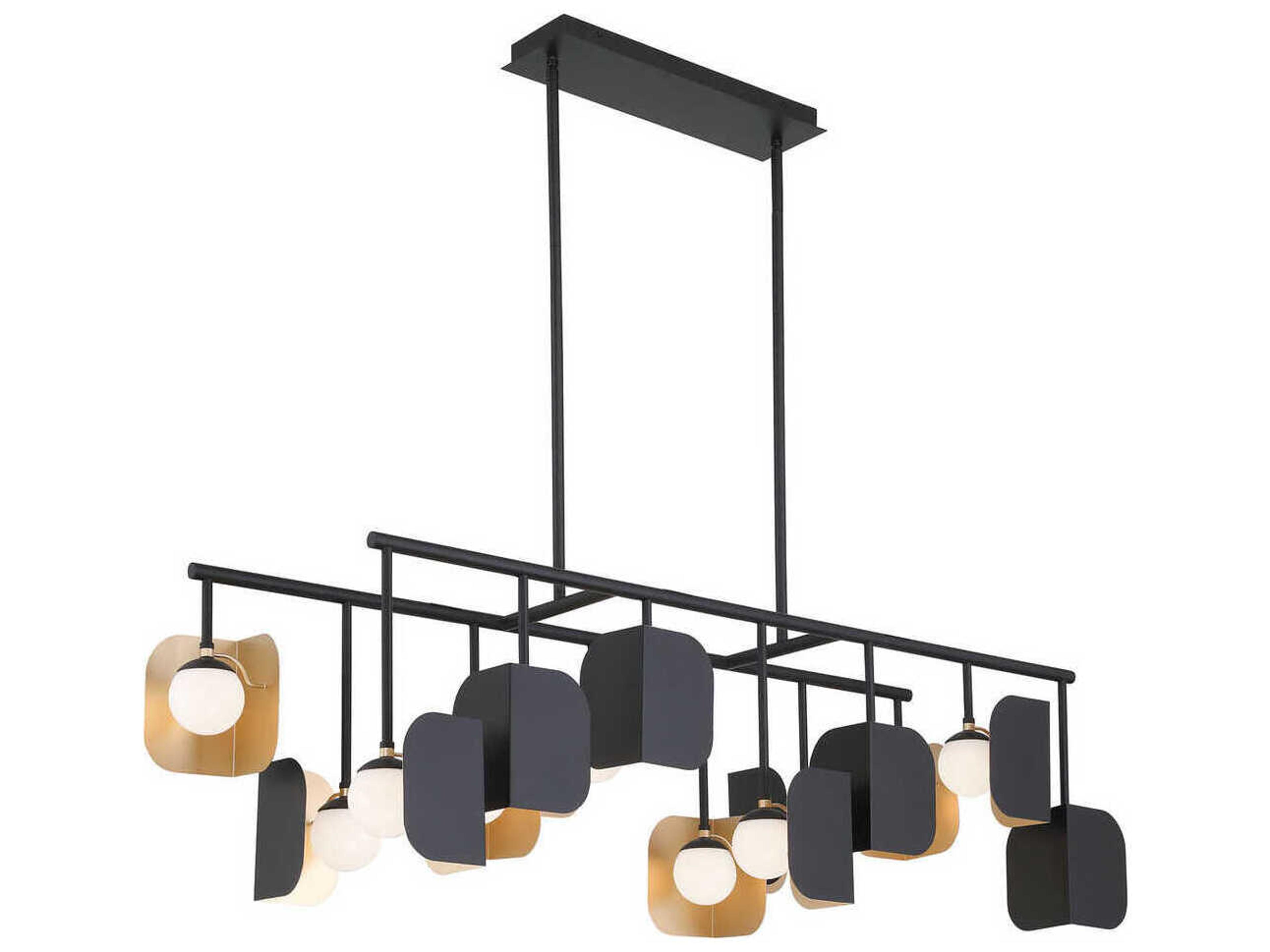 Eurofase Cornice 14-Light Gold Black Geometric Island Pendant