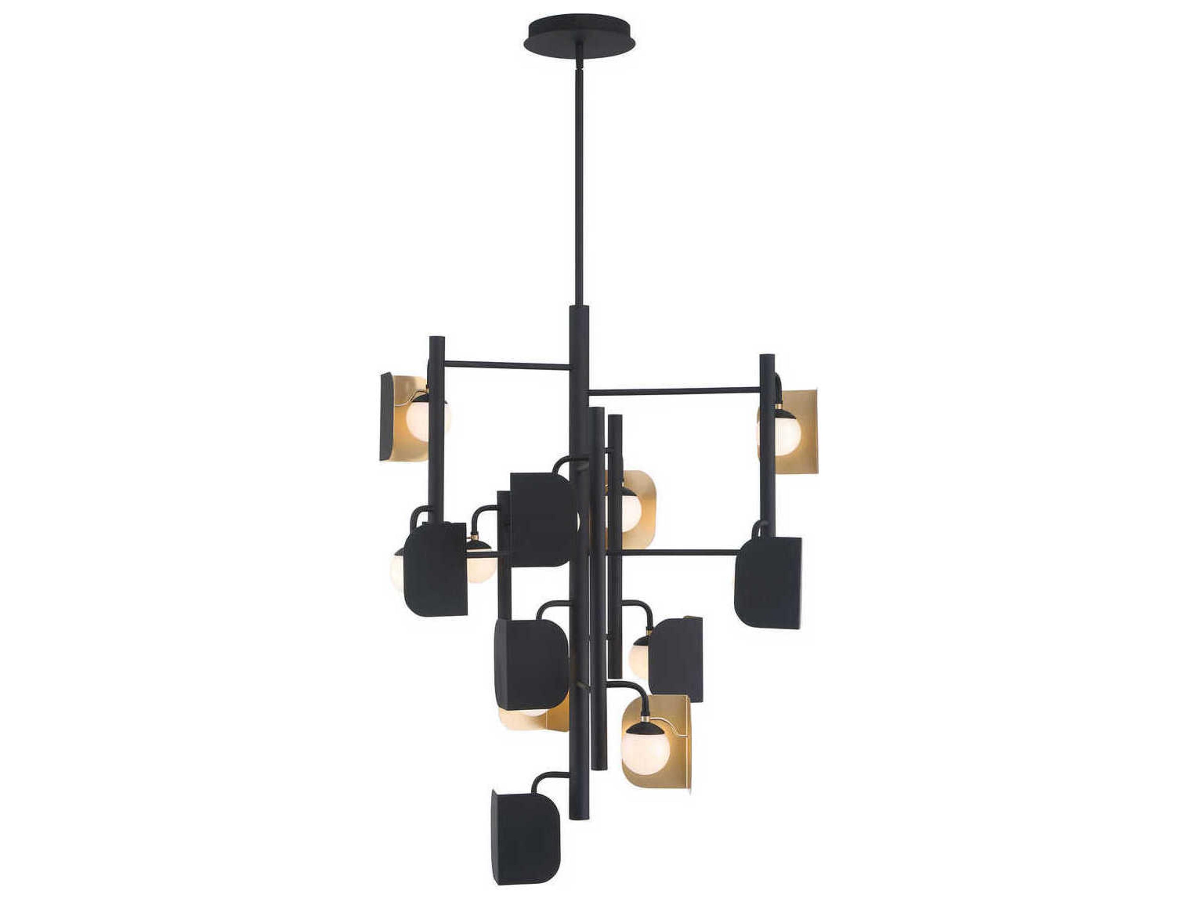 Eurofase Cornice 12-Light Gold Black Geometric Chandelier