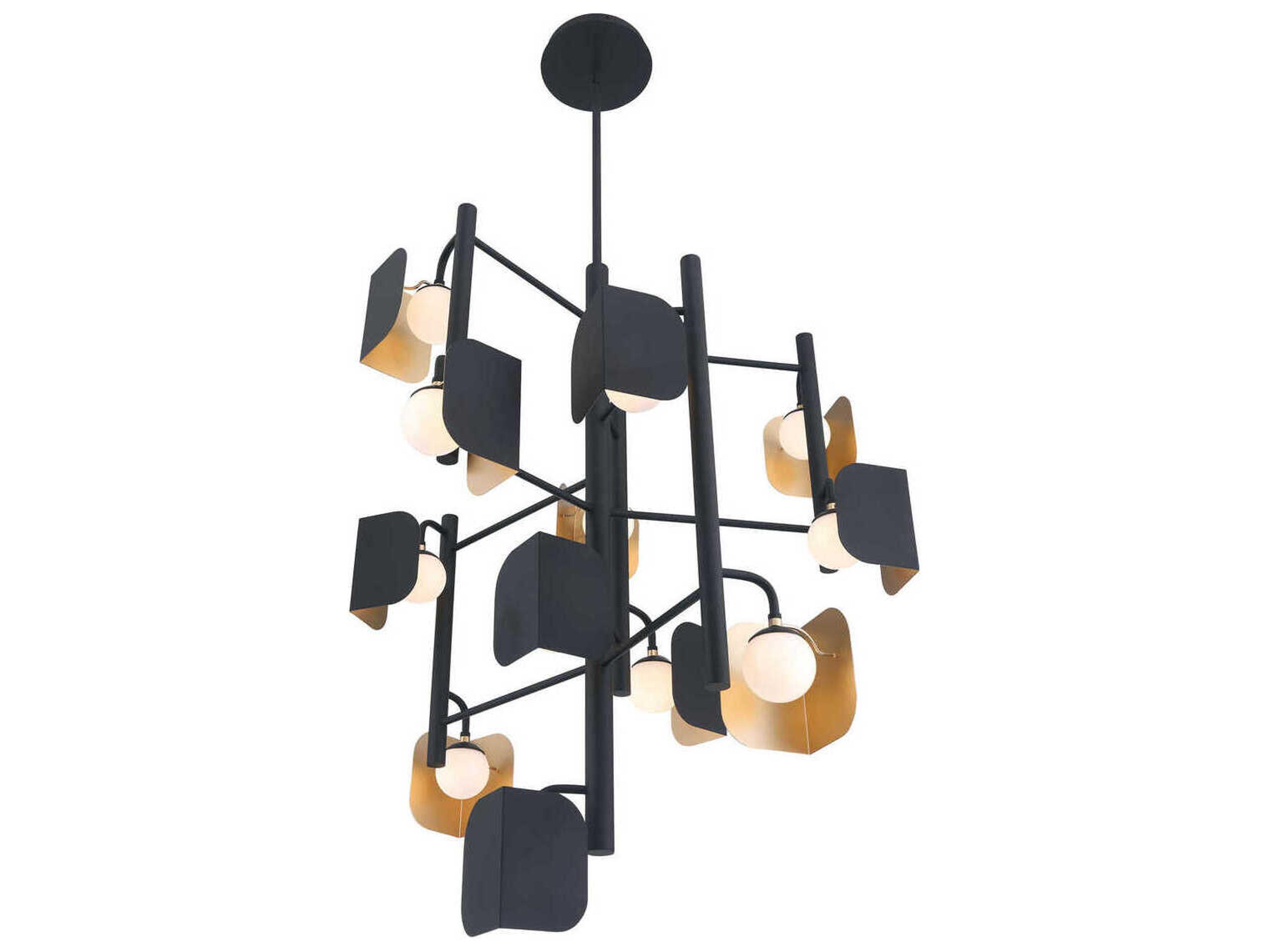 Eurofase Cornice 12-Light Gold Black Geometric Chandelier