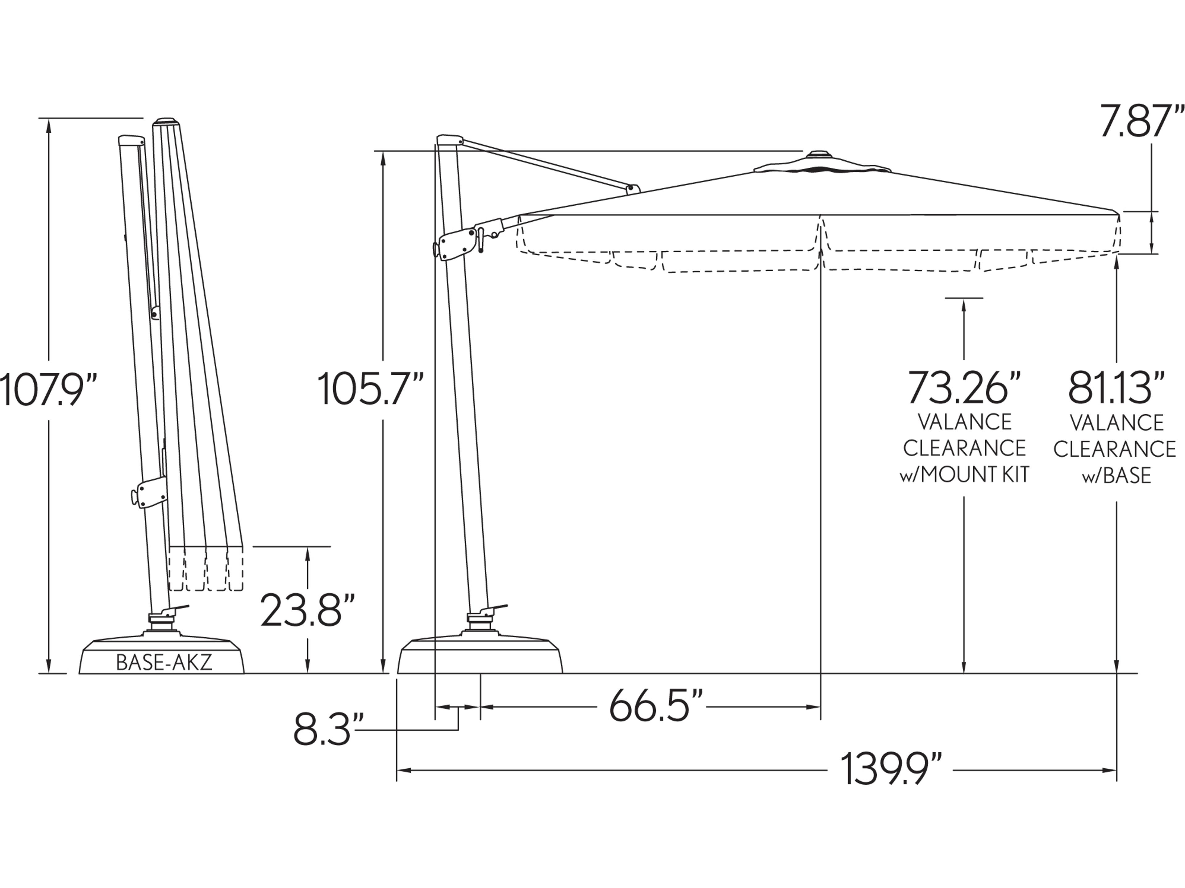 Treasure Garden 10 Foot AG25TSQR Square Cantilever Outdoor Patio Umbrella