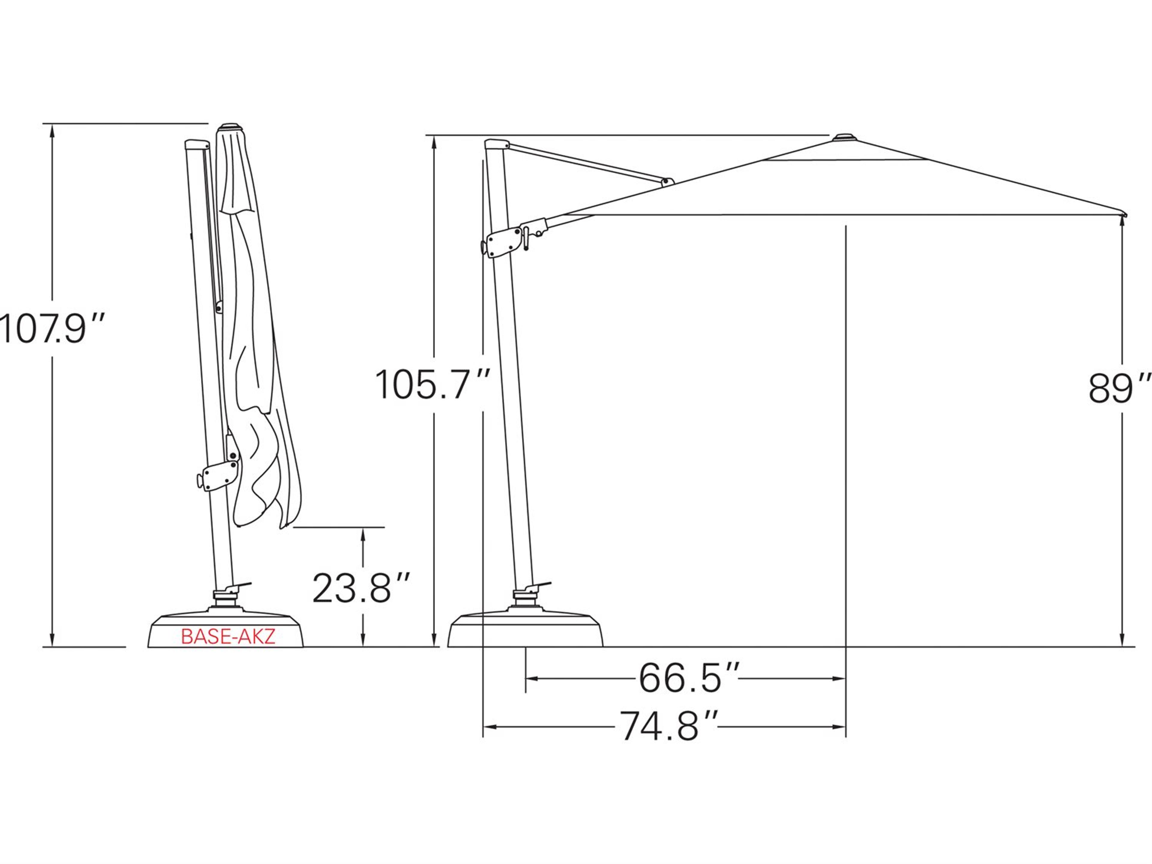 Treasure Garden Special Order Sunbrella 10 Foot AG25TSQR Square Cantilever Patio Umbrella