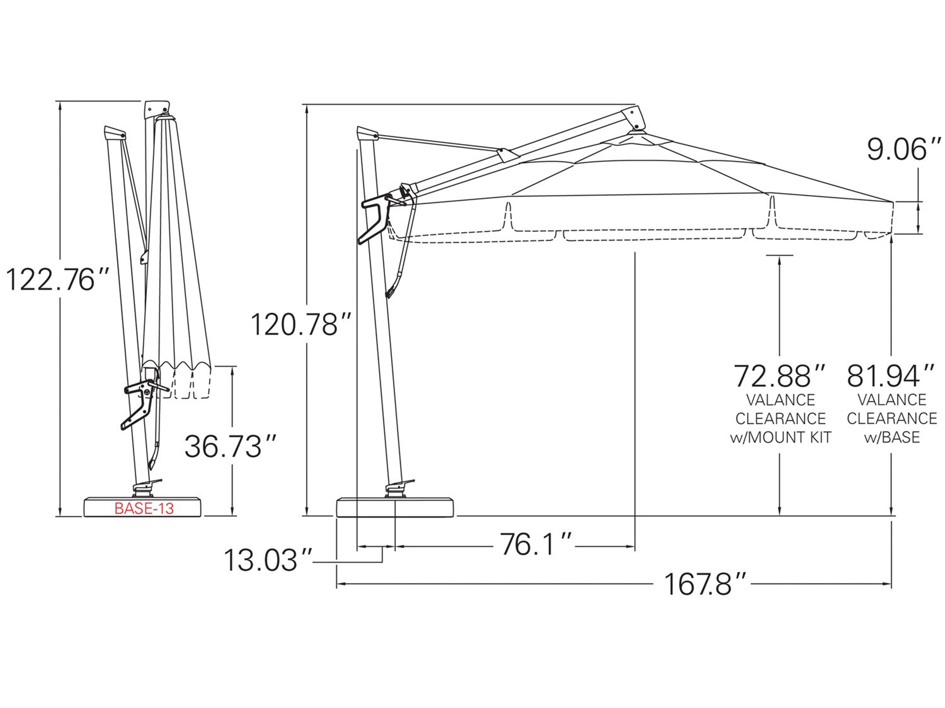 Treasure Garden Quick Ship AKZ PLUS 13 Foot Octagon Infinite Tilt and Lock Cantilever