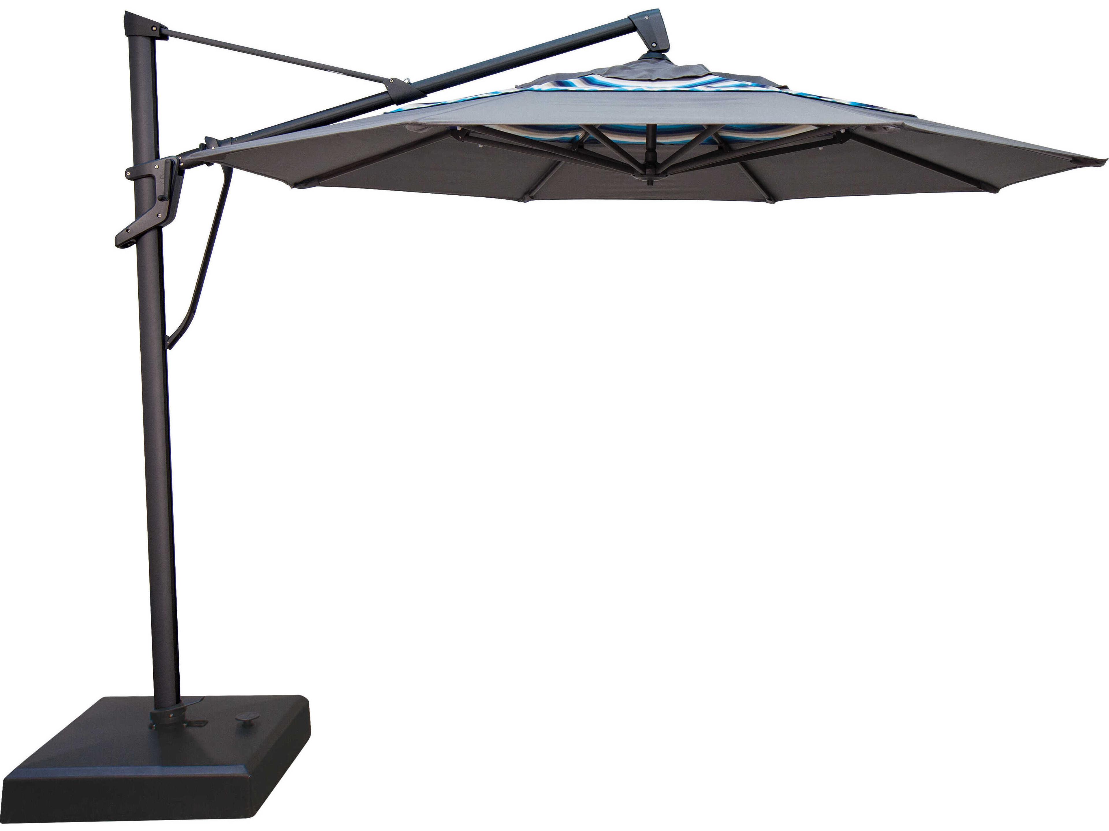 Treasure Garden Special Order Sunbrella Cantilever AKZP Aluminum 11 Foot Octagon Crank Lift Tilt and Lock Outdoor Umbrella
