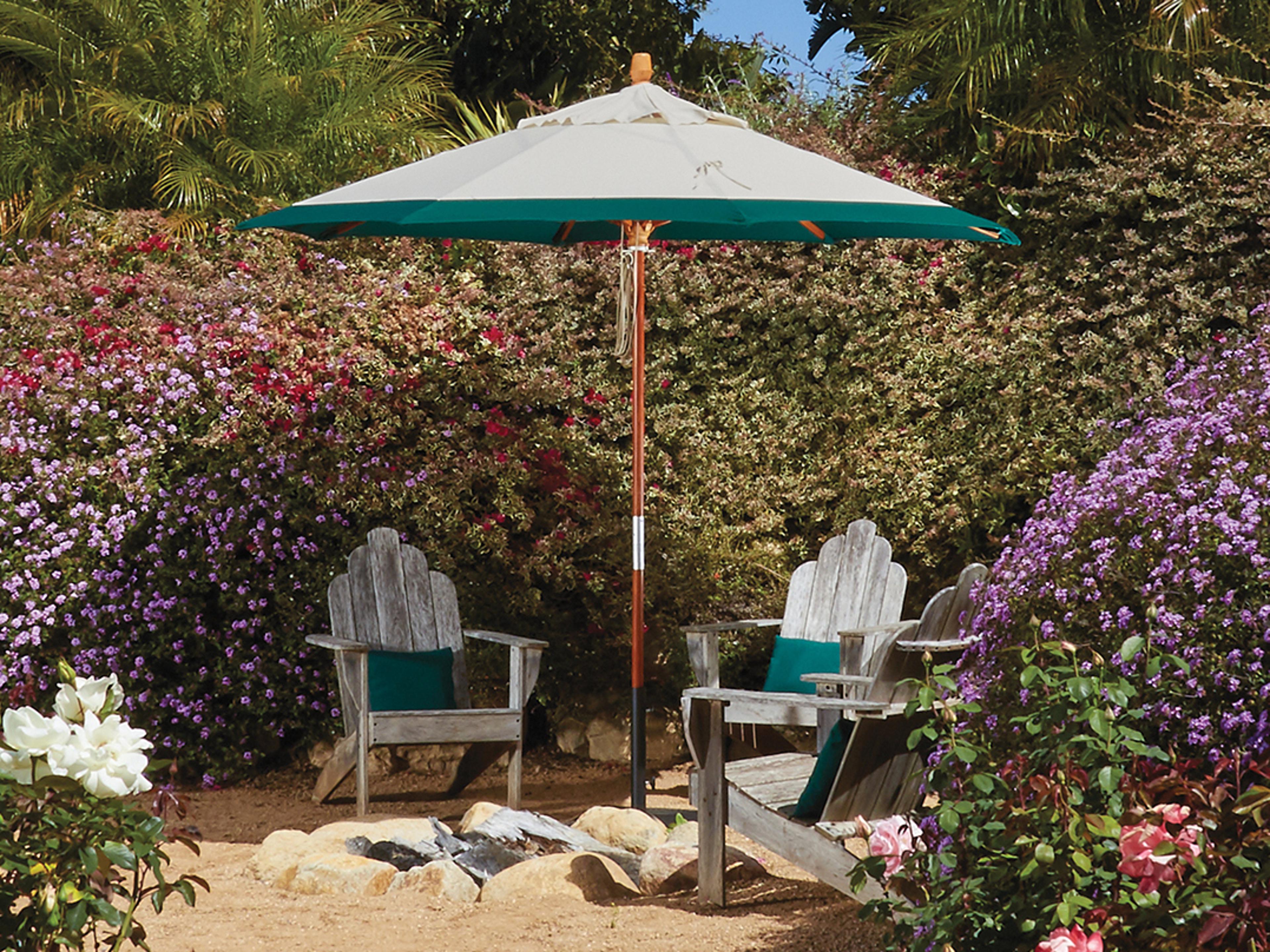 Treasure Garden Market Wood 9 Foot Octagon Pulley Lift Outdoor Umbrella