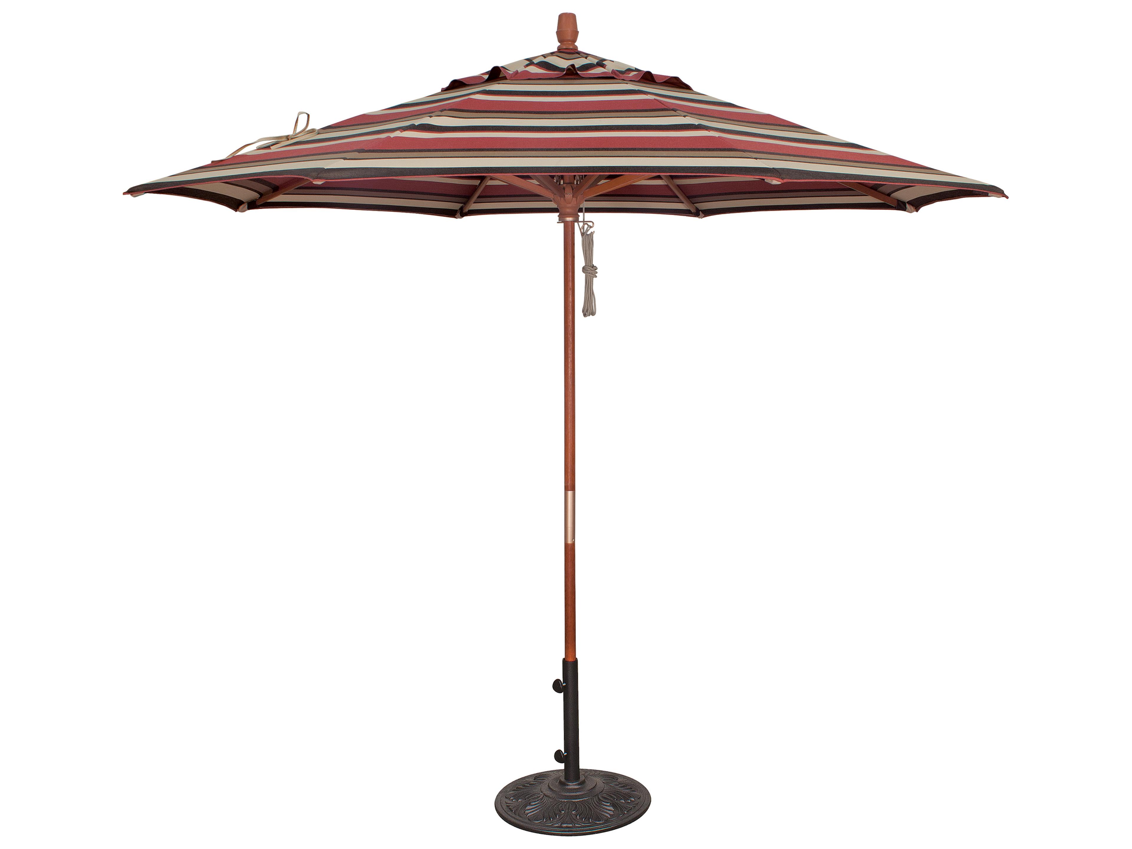 Treasure Garden Special Order Sunbrella Market Wood 9 Foot Octagon Pully Lift Outdoor Patio Umbrella