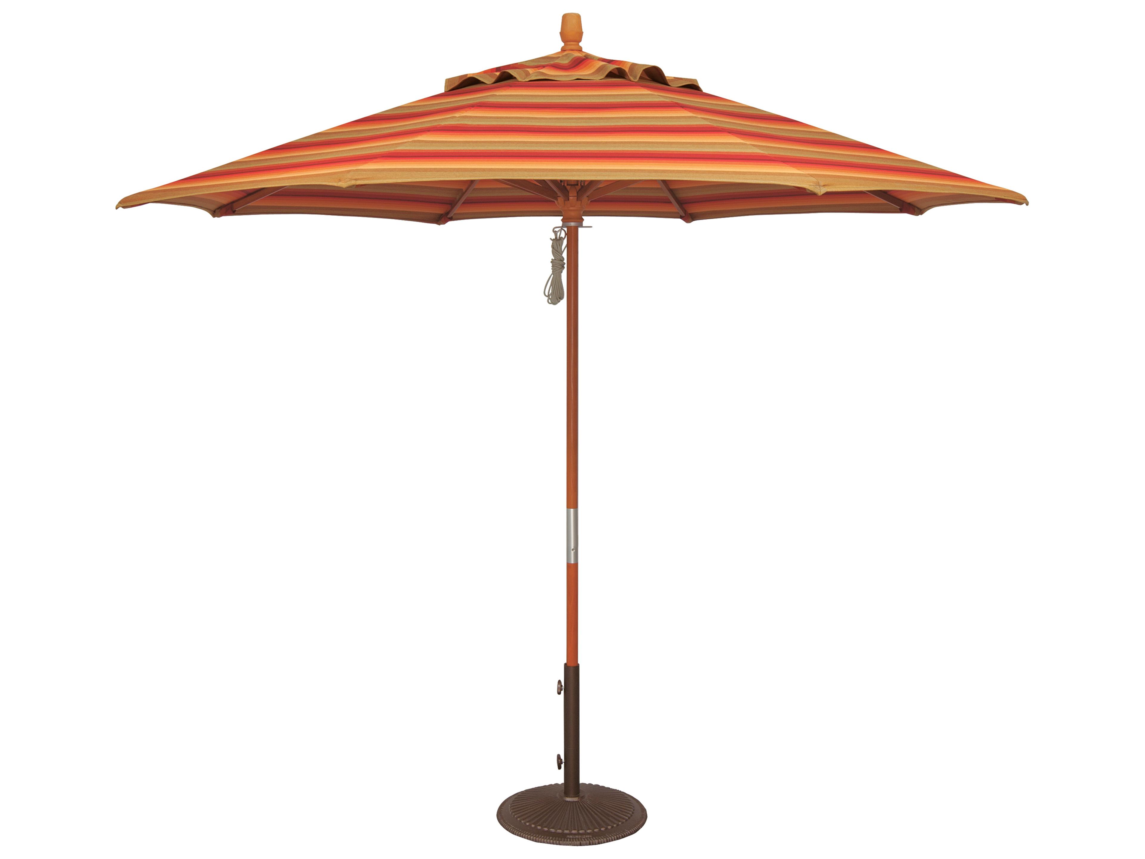 Treasure Garden Special Order Sunbrella Market Wood 9 Foot Octagon Pully Lift Outdoor Patio Umbrella