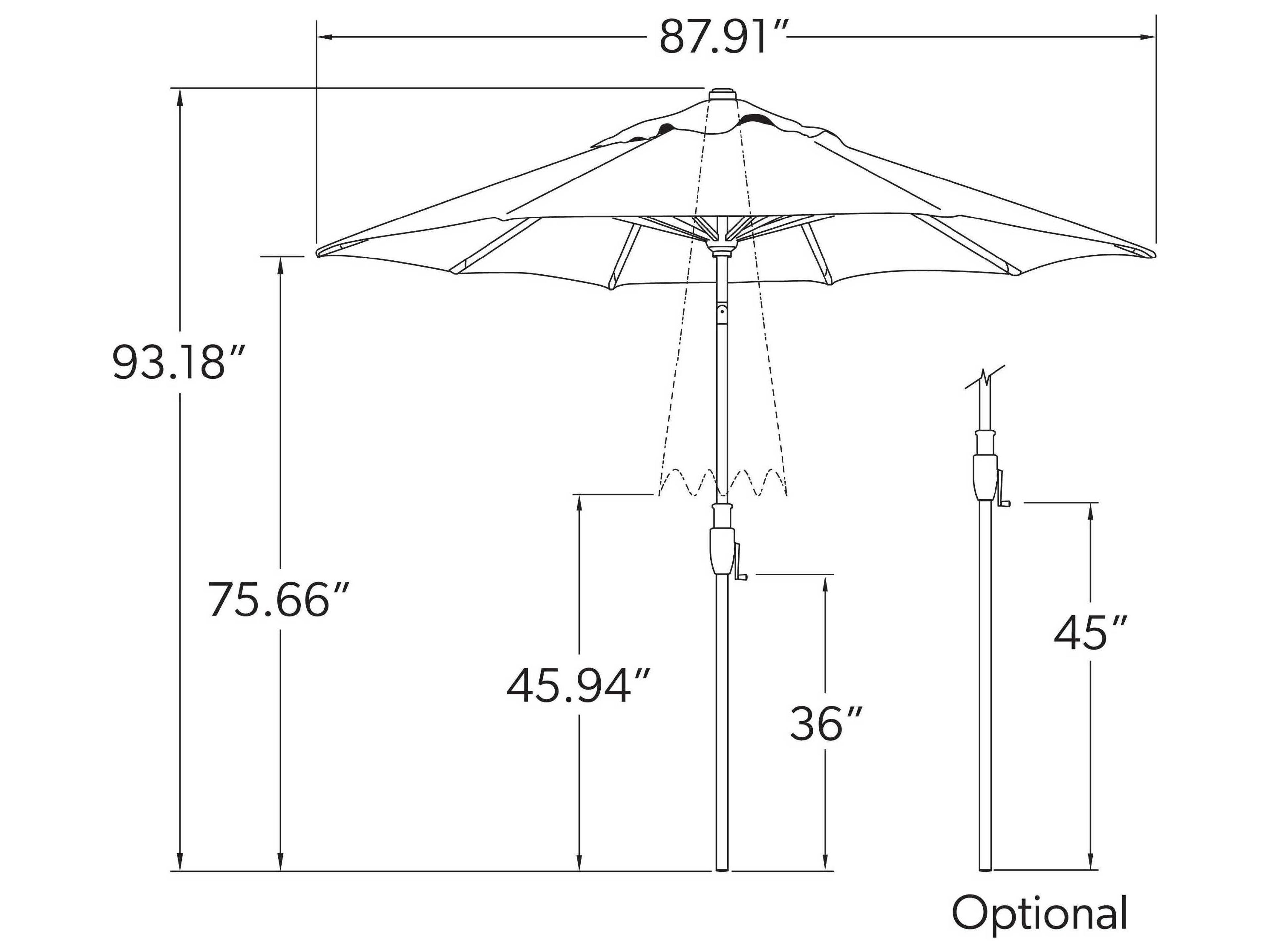 Treasure Garden Special Order Sunbrella 7.5 Foot Octagon Glide Tilt Patio Umbrella