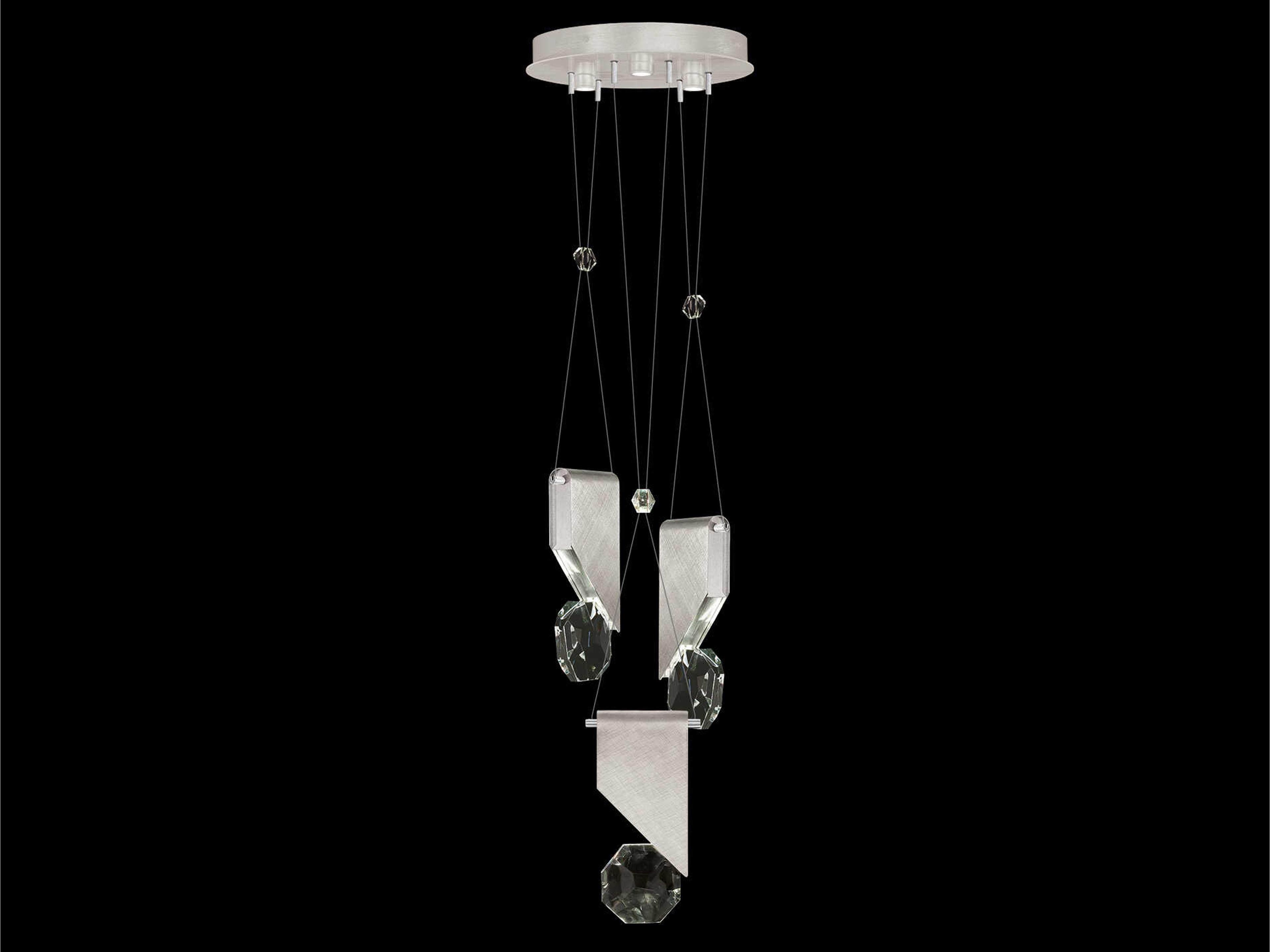 Aria 3-Light Silver Geometric Pendant