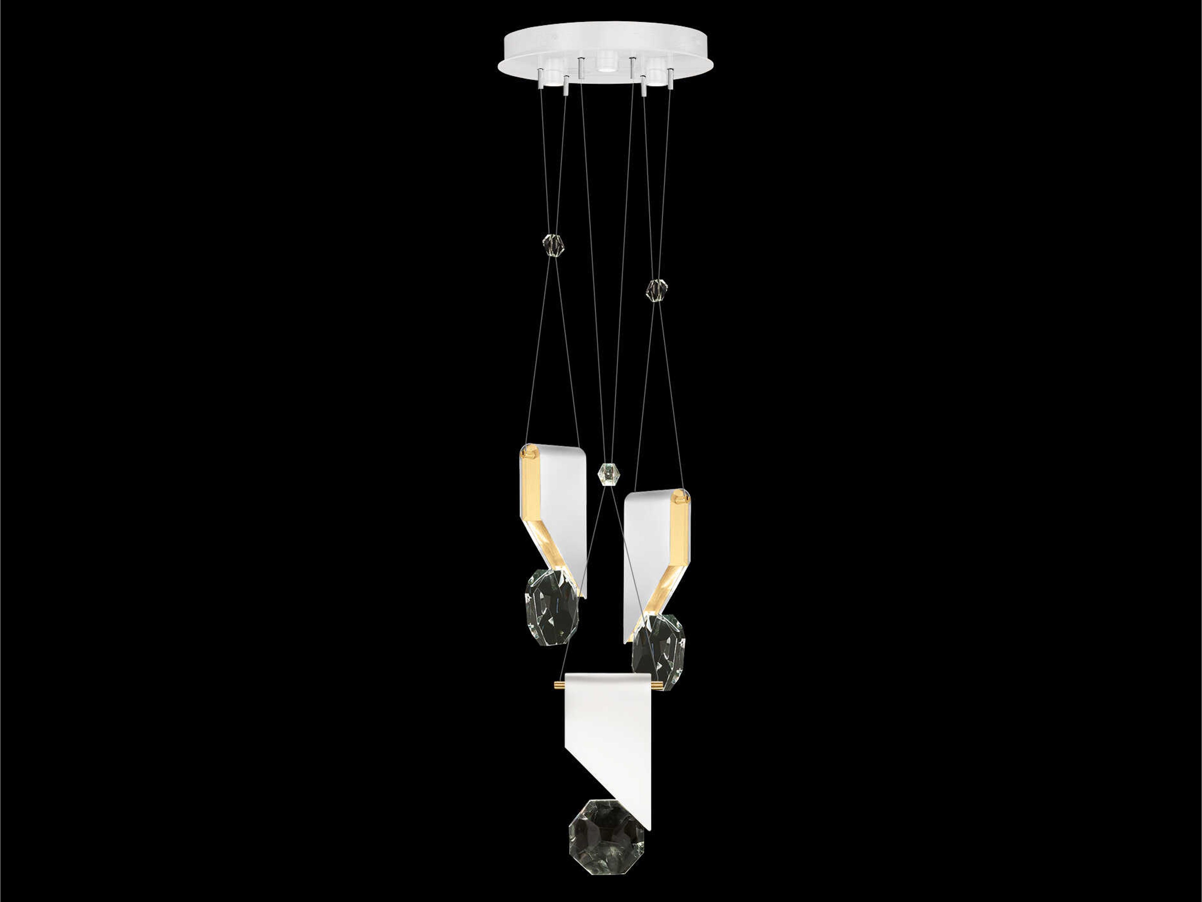 Fine Art Handcrafted Lighting Aria 3-Light Silver Geometric Pendant