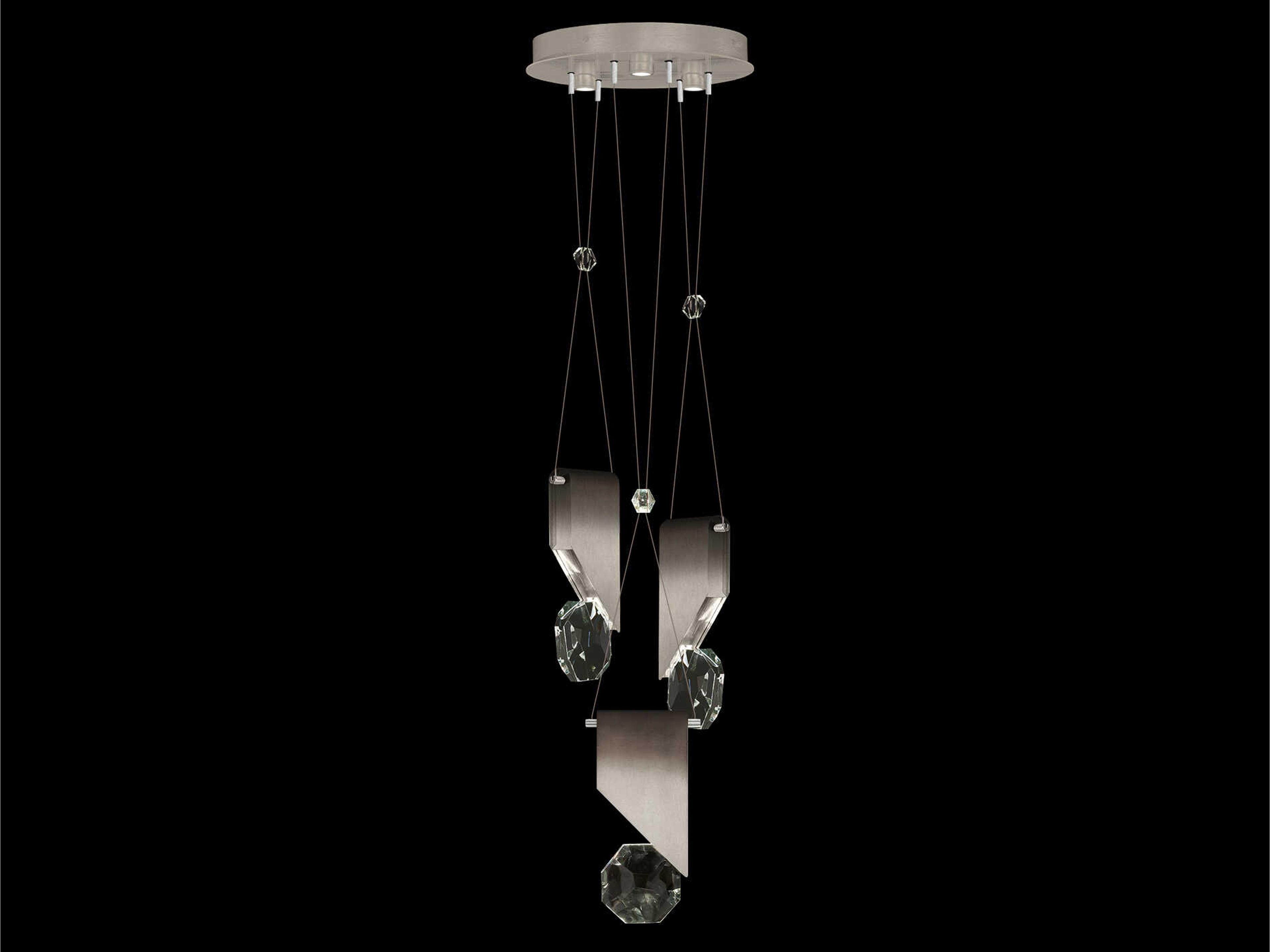 Fine Art Handcrafted Lighting Aria 3-Light Silver Geometric Pendant