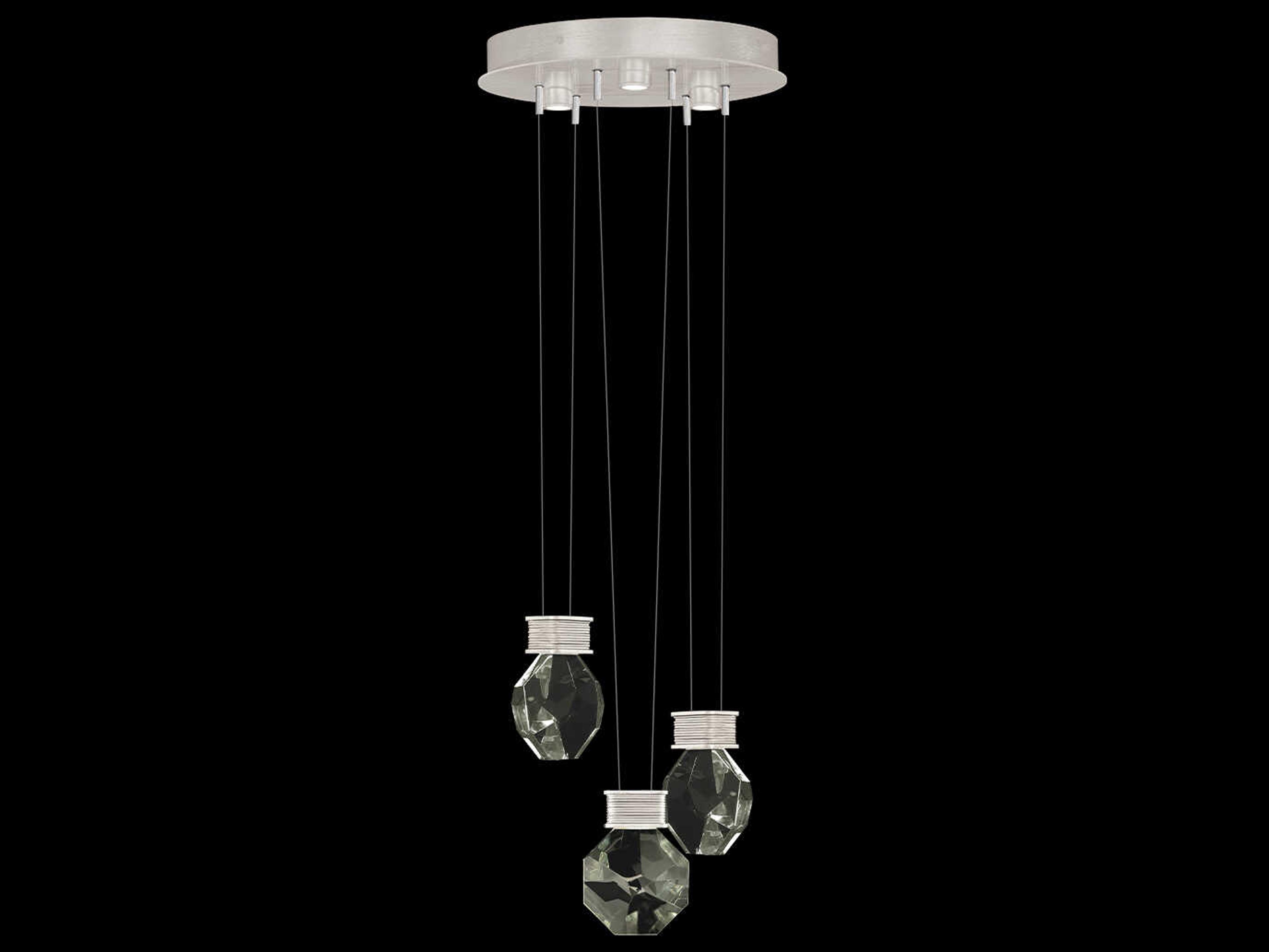 Aria 3-Light Silver Geometric Pendant