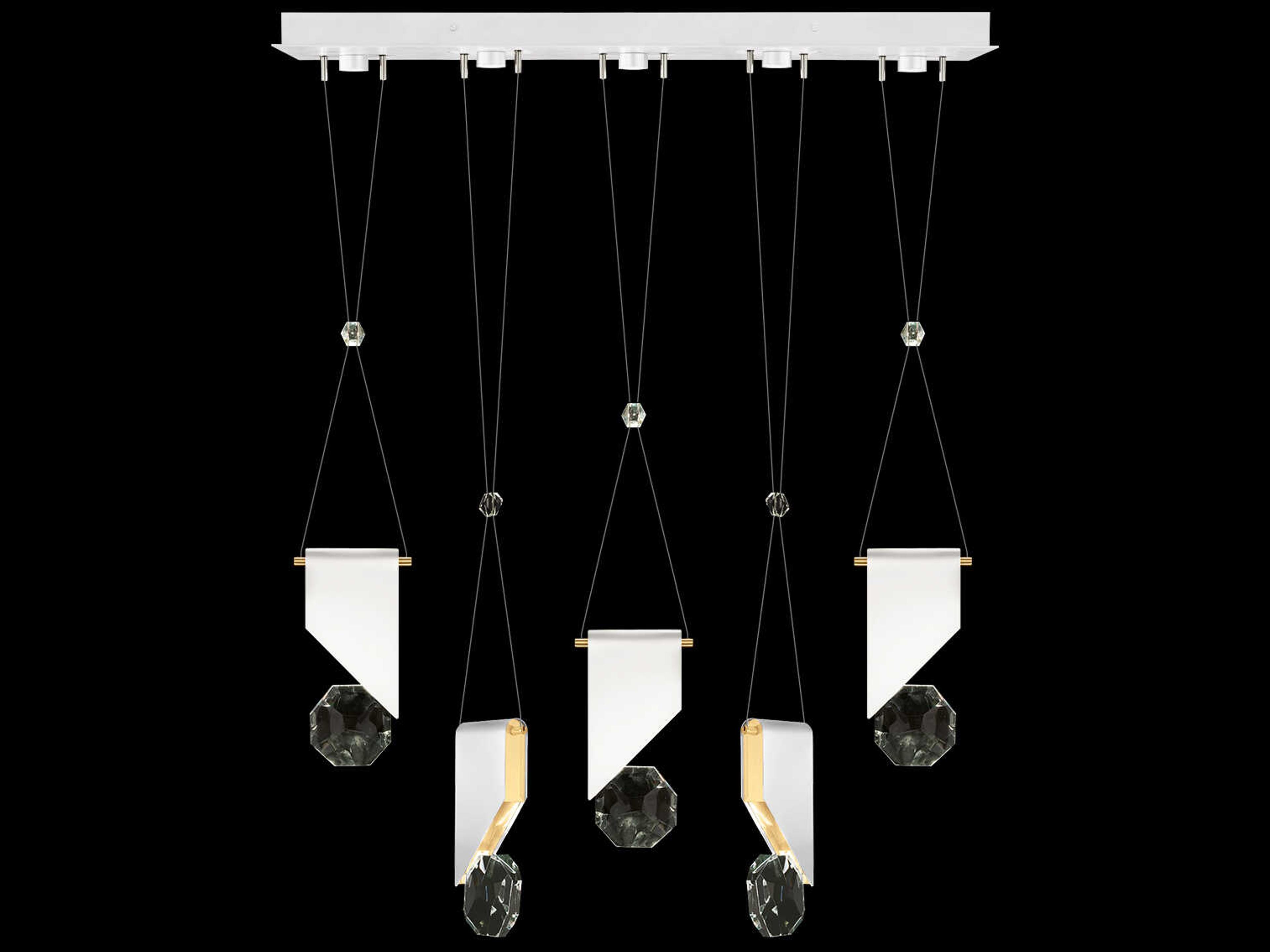 Fine Art Handcrafted Lighting Aria 5-Light Silver Geometric Island Pendant