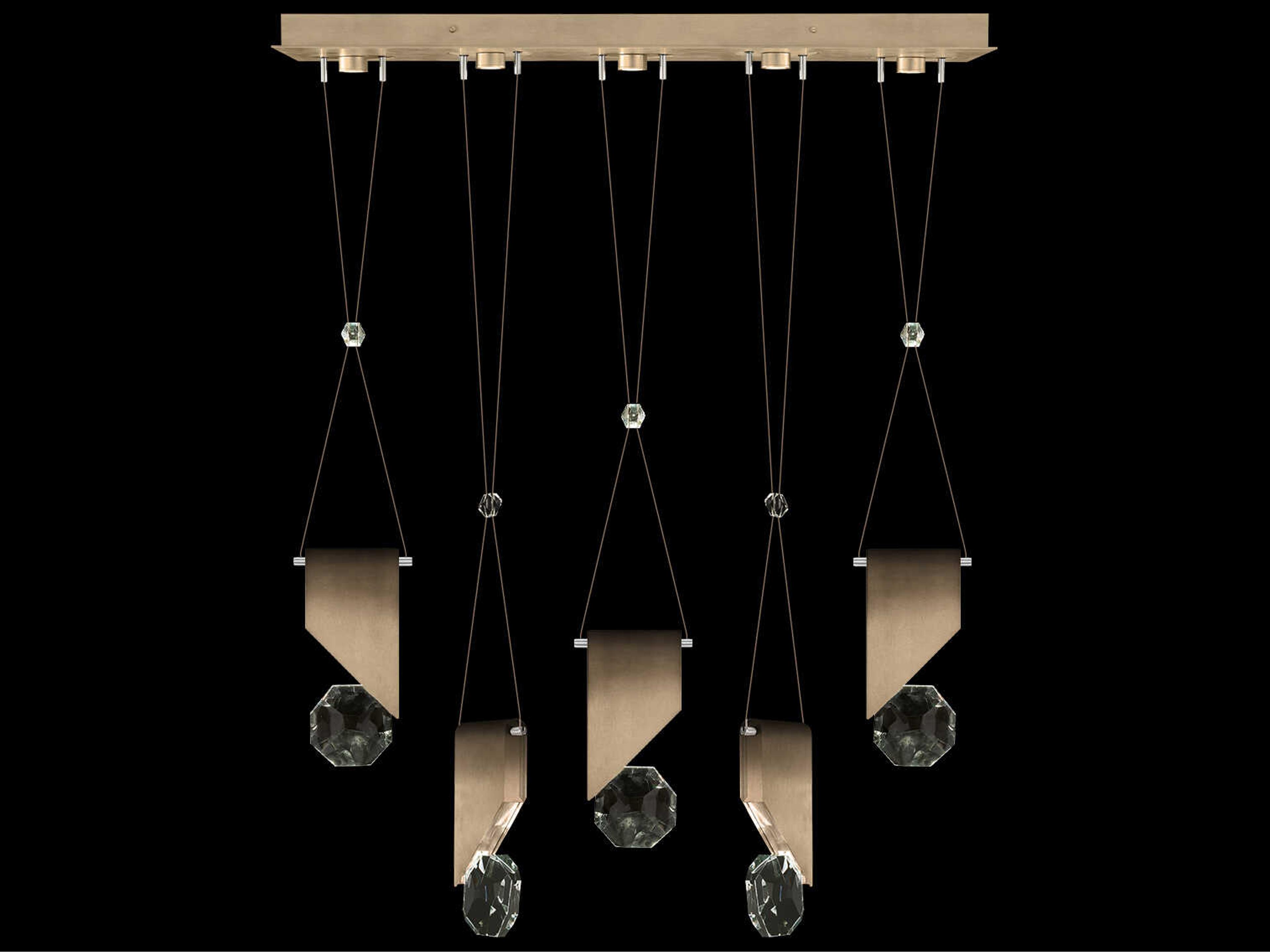 Fine Art Handcrafted Lighting Aria 5-Light Silver Geometric Island Pendant