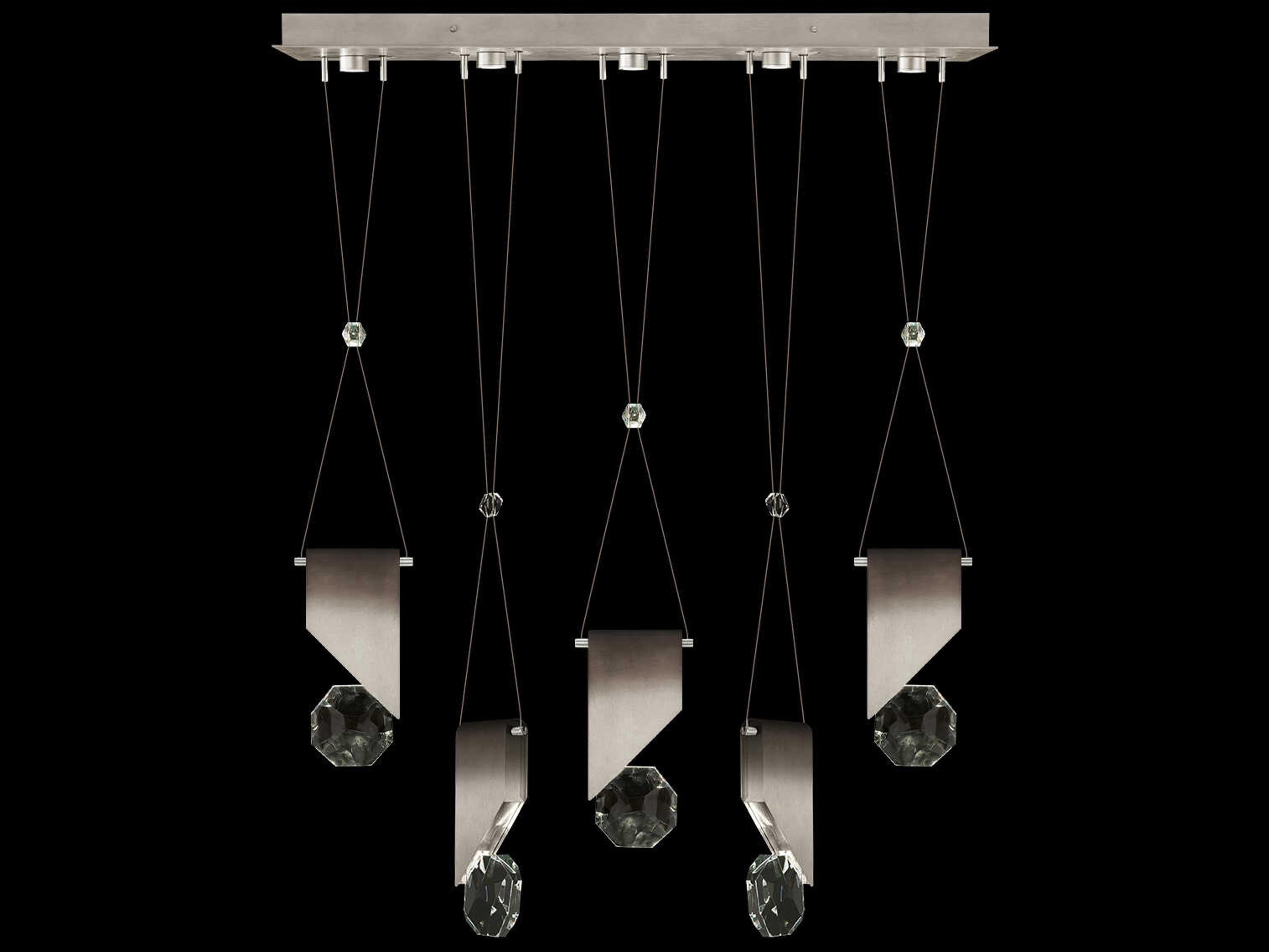 Fine Art Handcrafted Lighting Aria 5-Light Silver Geometric Island Pendant