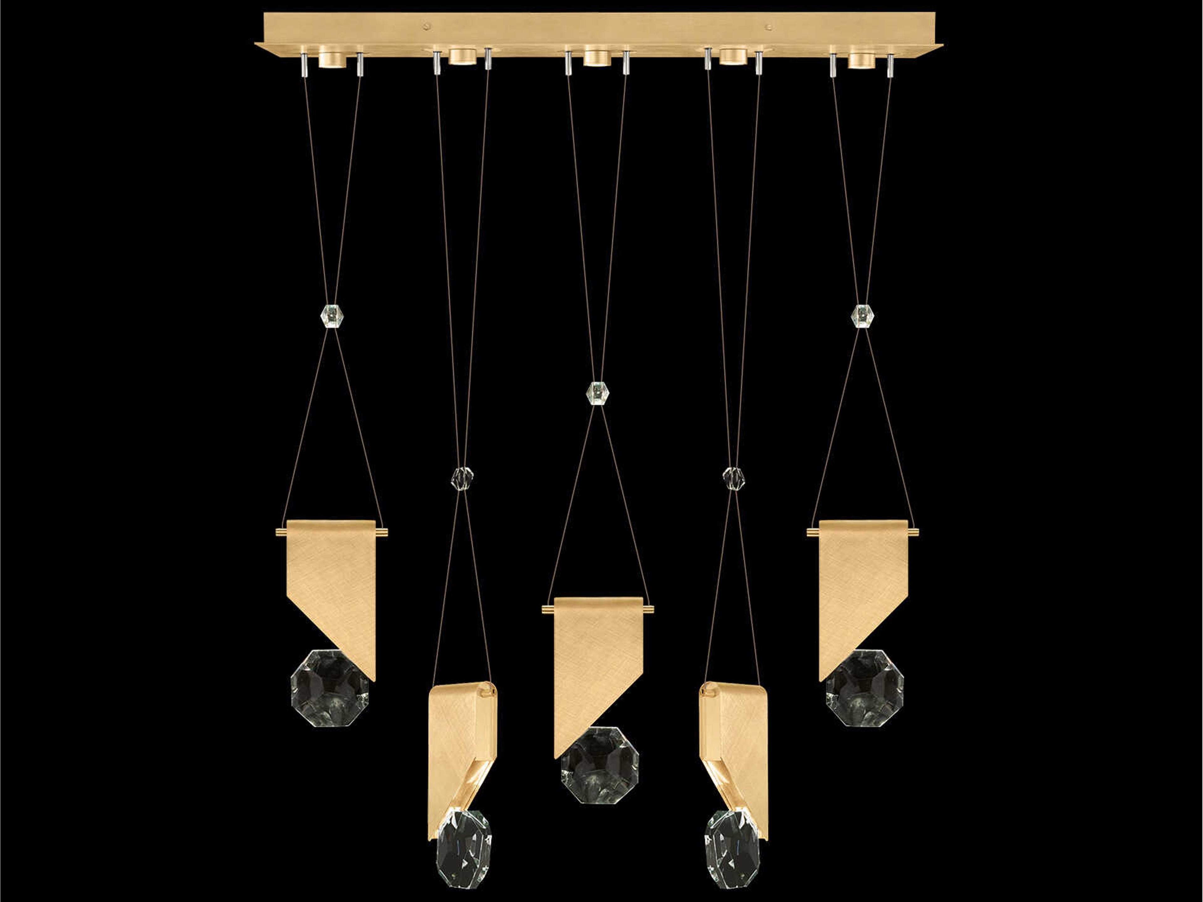 Fine Art Handcrafted Lighting Aria 5-Light Silver Geometric Island Pendant