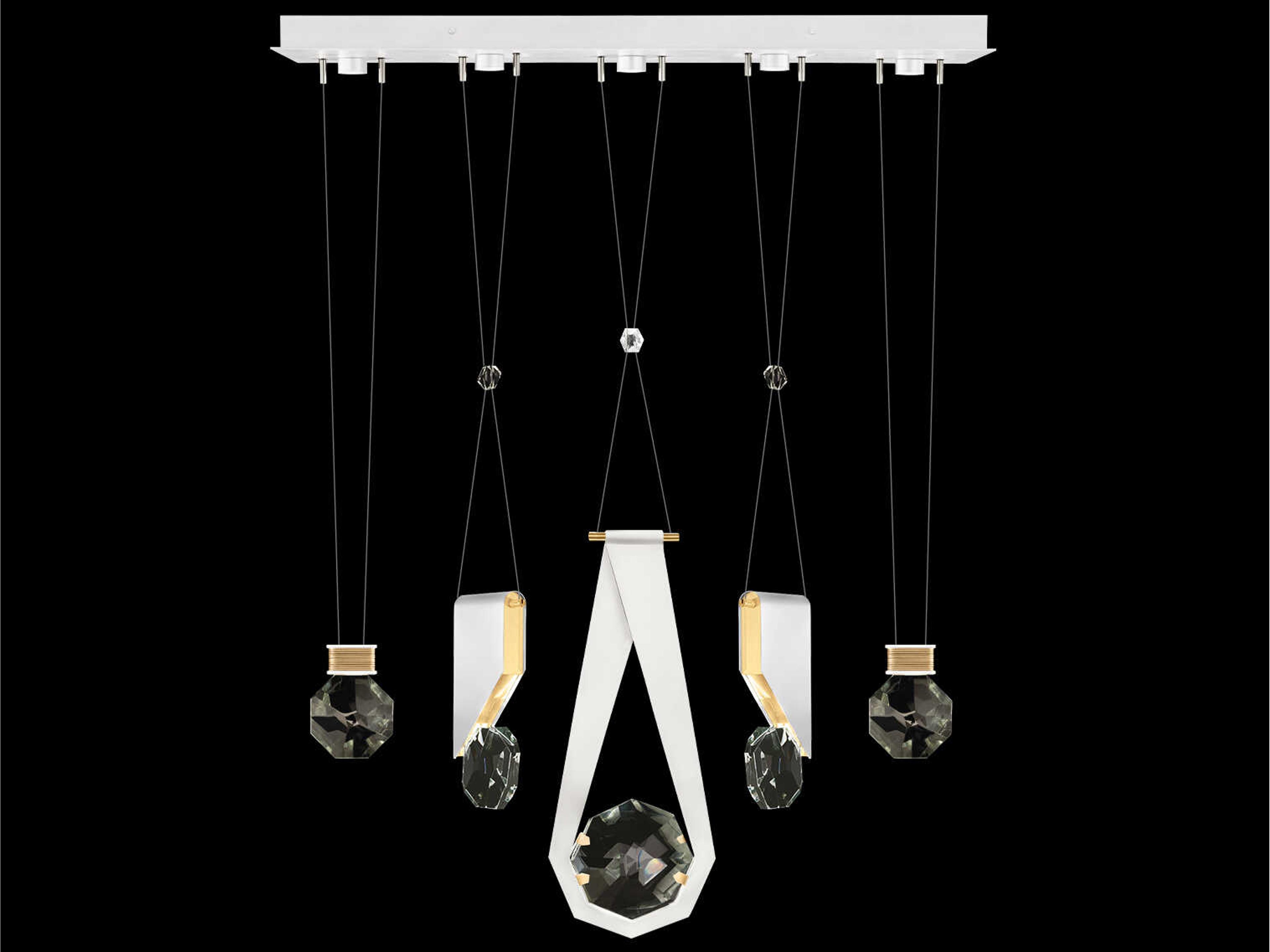 Fine Art Handcrafted Lighting Aria 5-Light Silver Geometric Island Pendant