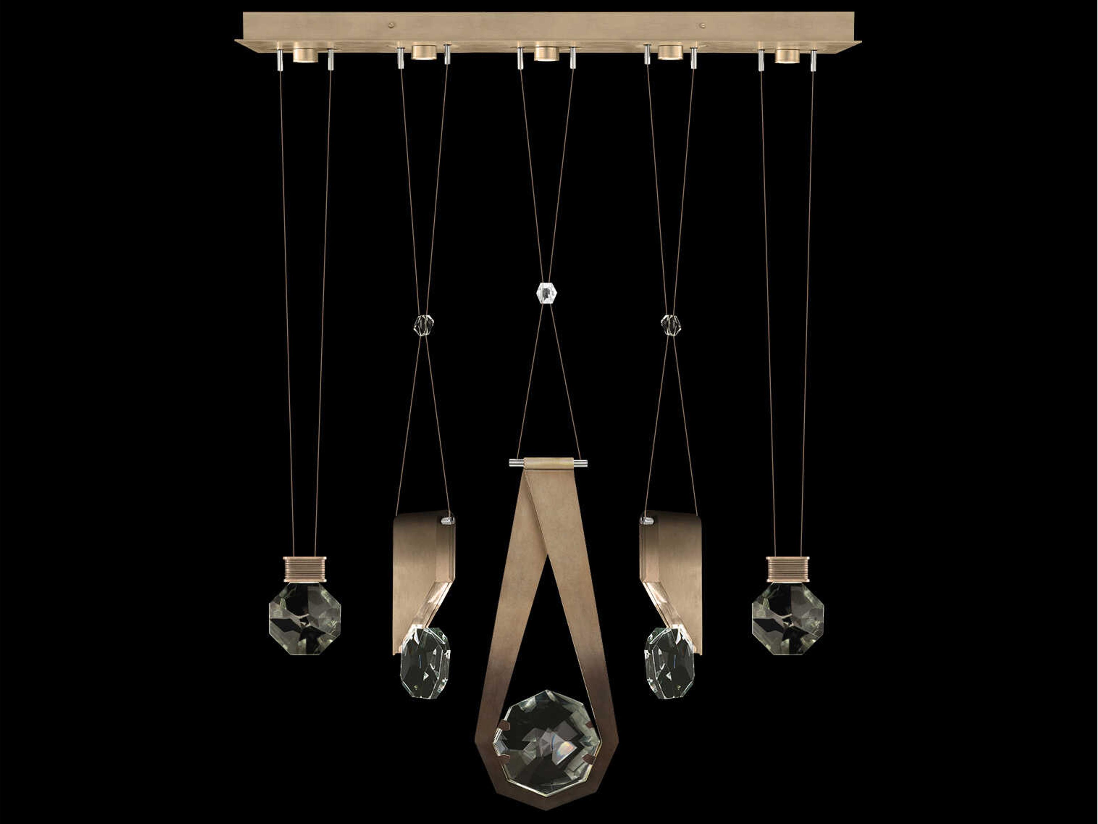 Fine Art Handcrafted Lighting Aria 5-Light Silver Geometric Island Pendant