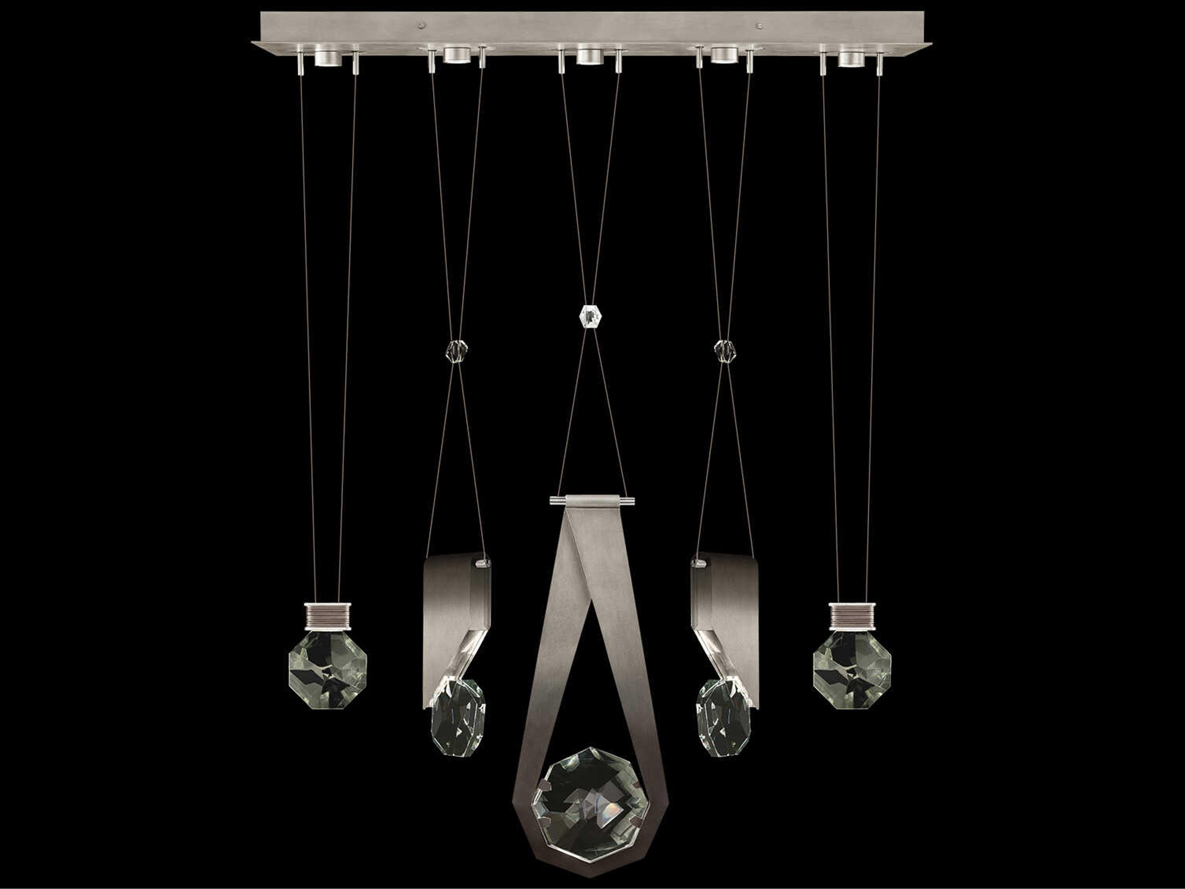 Fine Art Handcrafted Lighting Aria 5-Light Silver Geometric Island Pendant