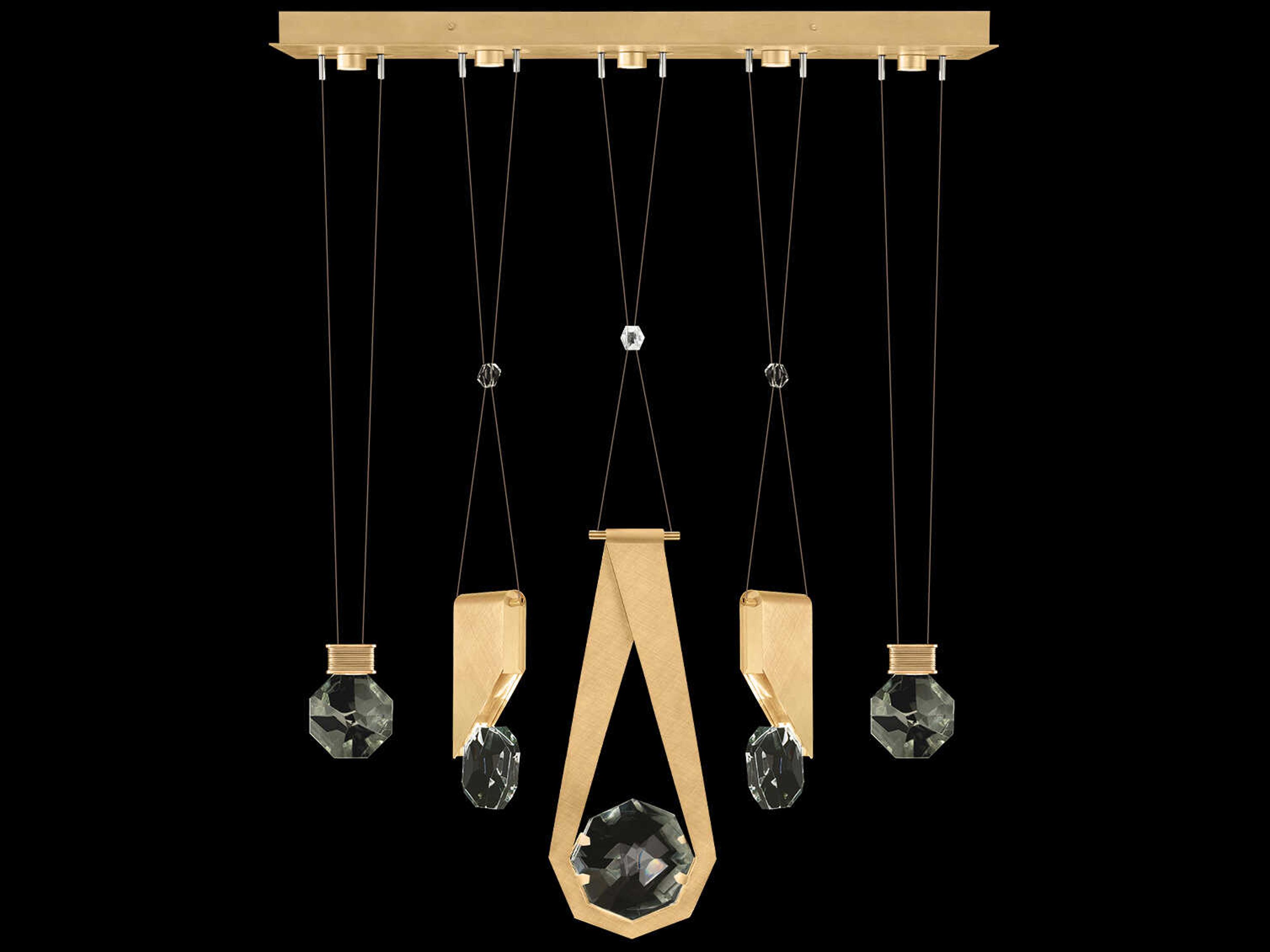 Fine Art Handcrafted Lighting Aria 5-Light Silver Geometric Island Pendant