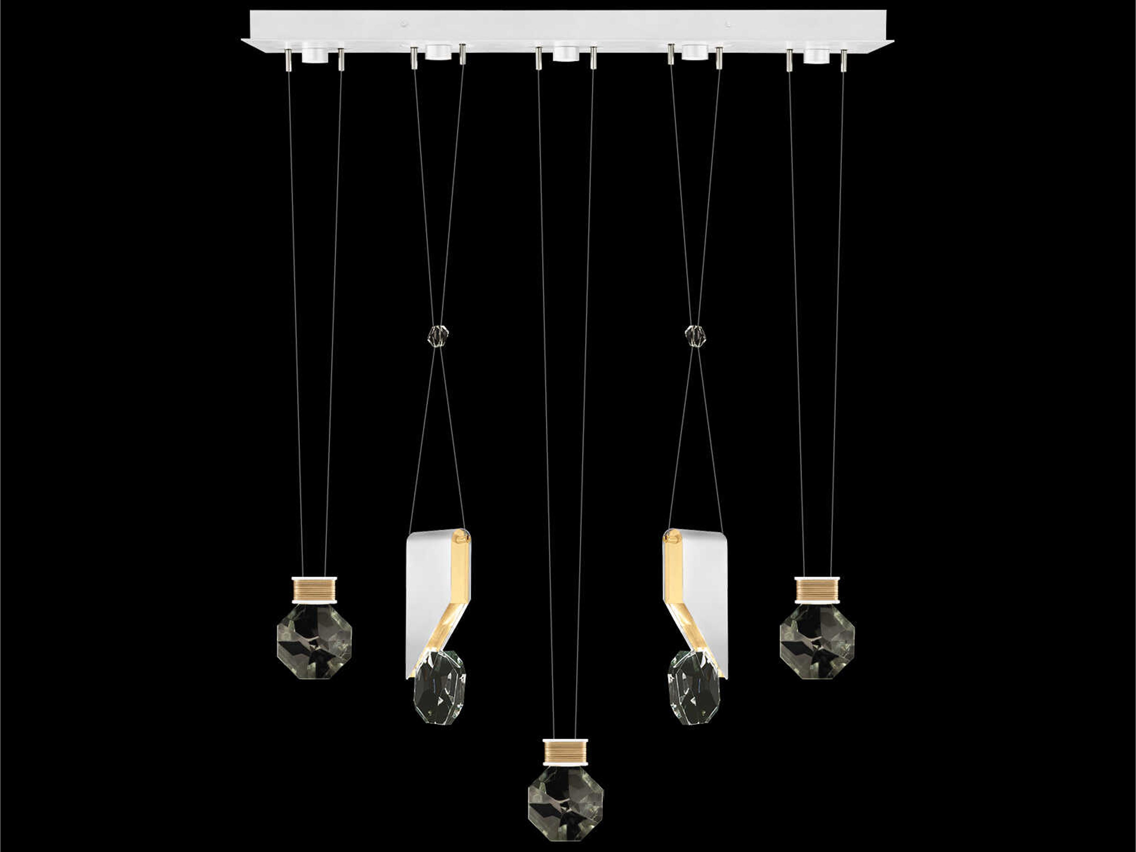 Fine Art Handcrafted Lighting Aria 5-Light Silver Geometric Island Pendant