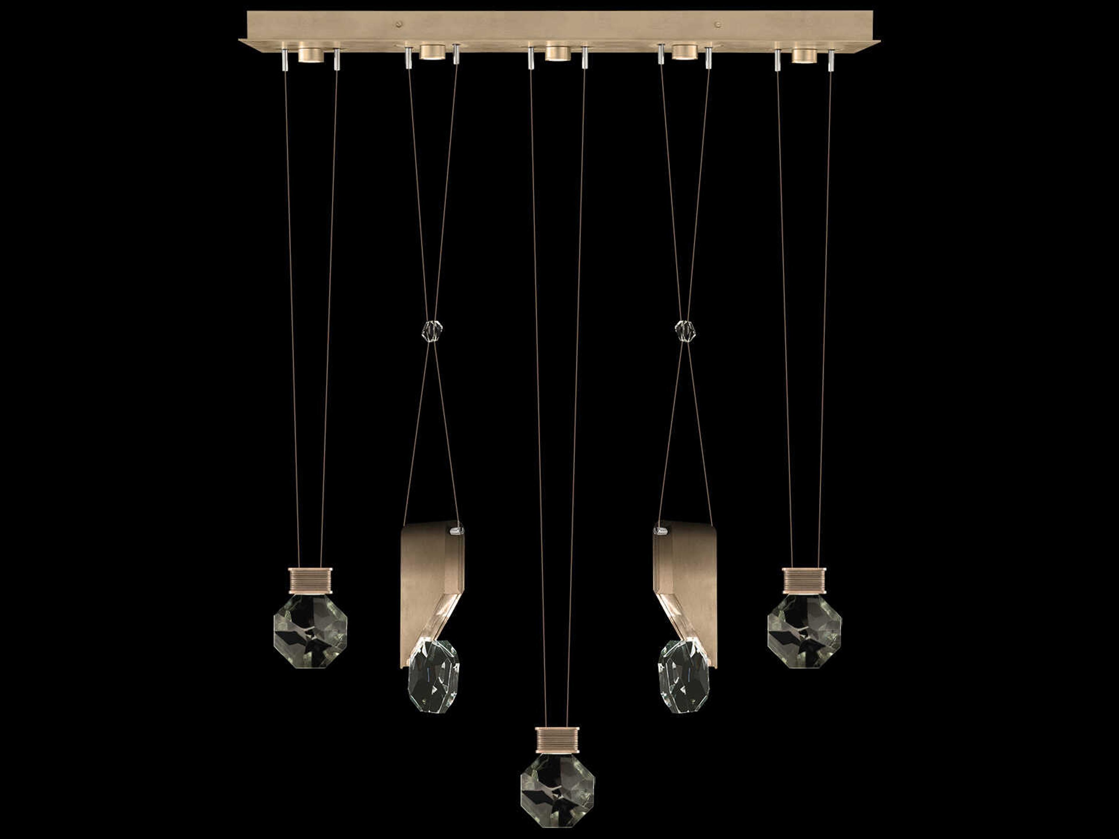 Fine Art Handcrafted Lighting Aria 5-Light Silver Geometric Island Pendant