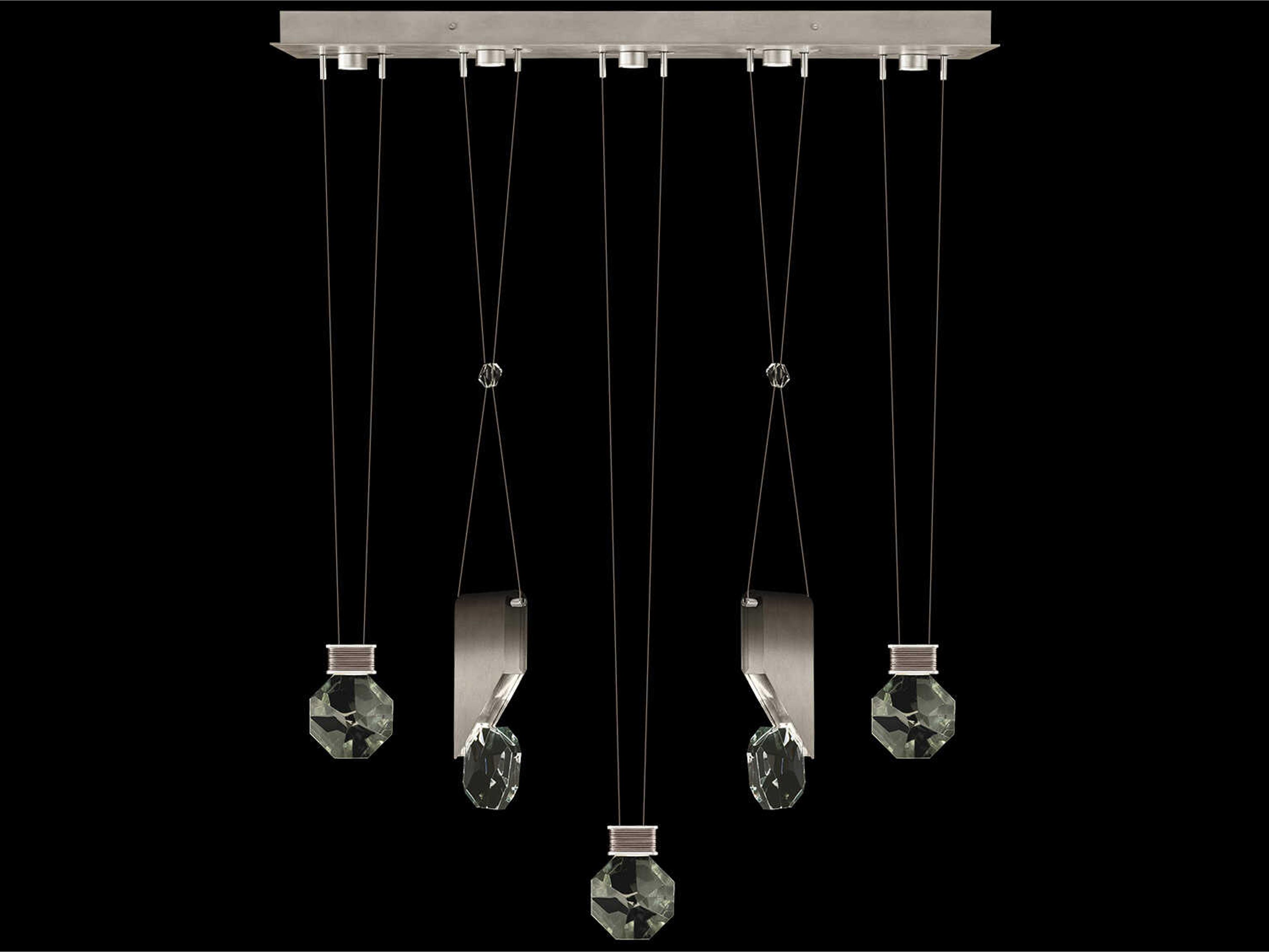 Fine Art Handcrafted Lighting Aria 5-Light Silver Geometric Island Pendant