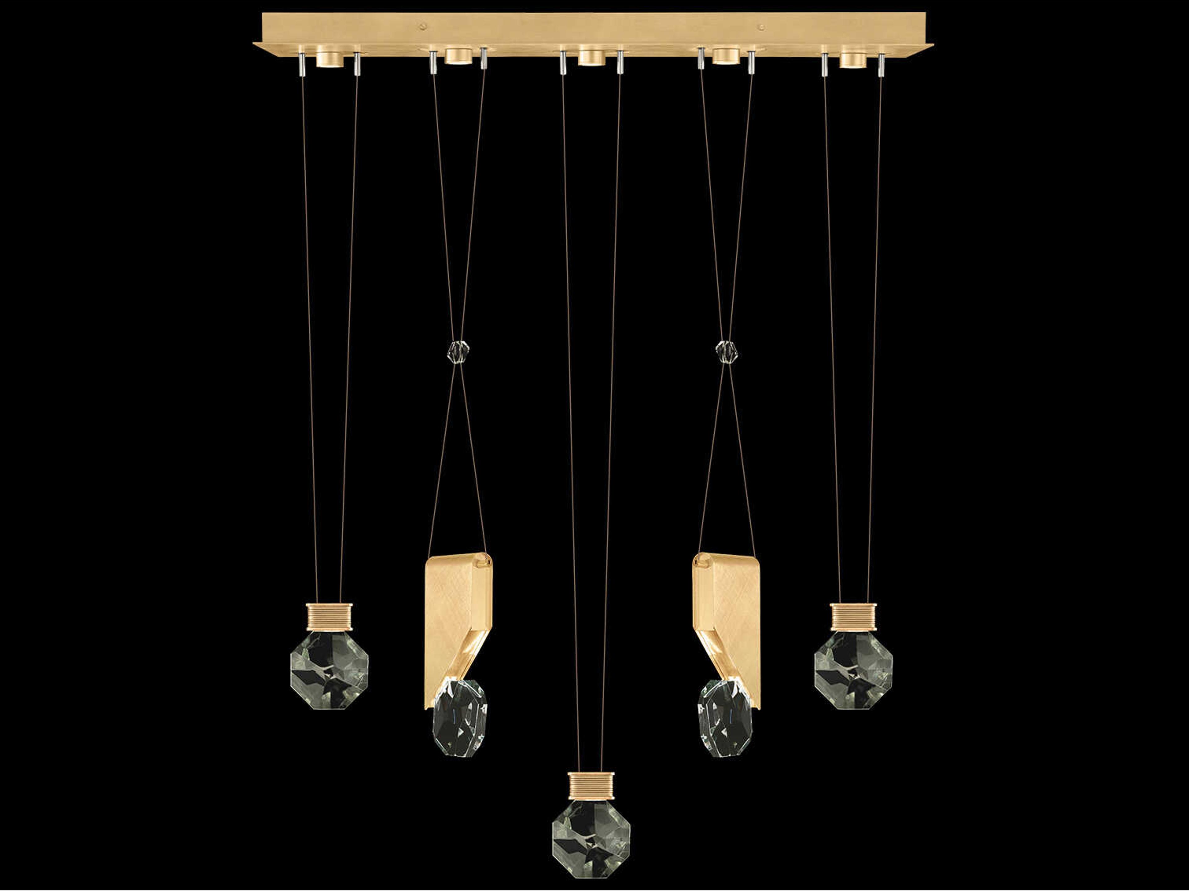 Fine Art Handcrafted Lighting Aria 5-Light Silver Geometric Island Pendant