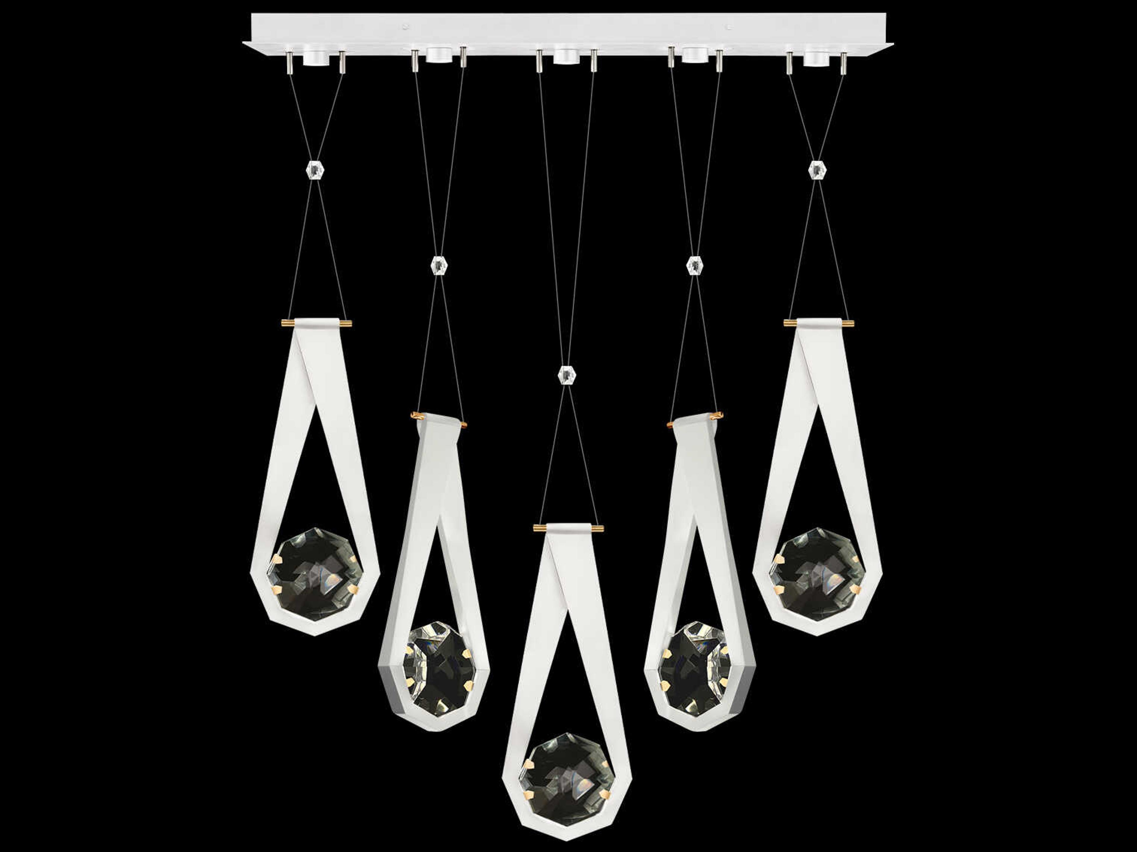 Fine Art Handcrafted Lighting Aria 5-Light Silver Geometric Island Pendant