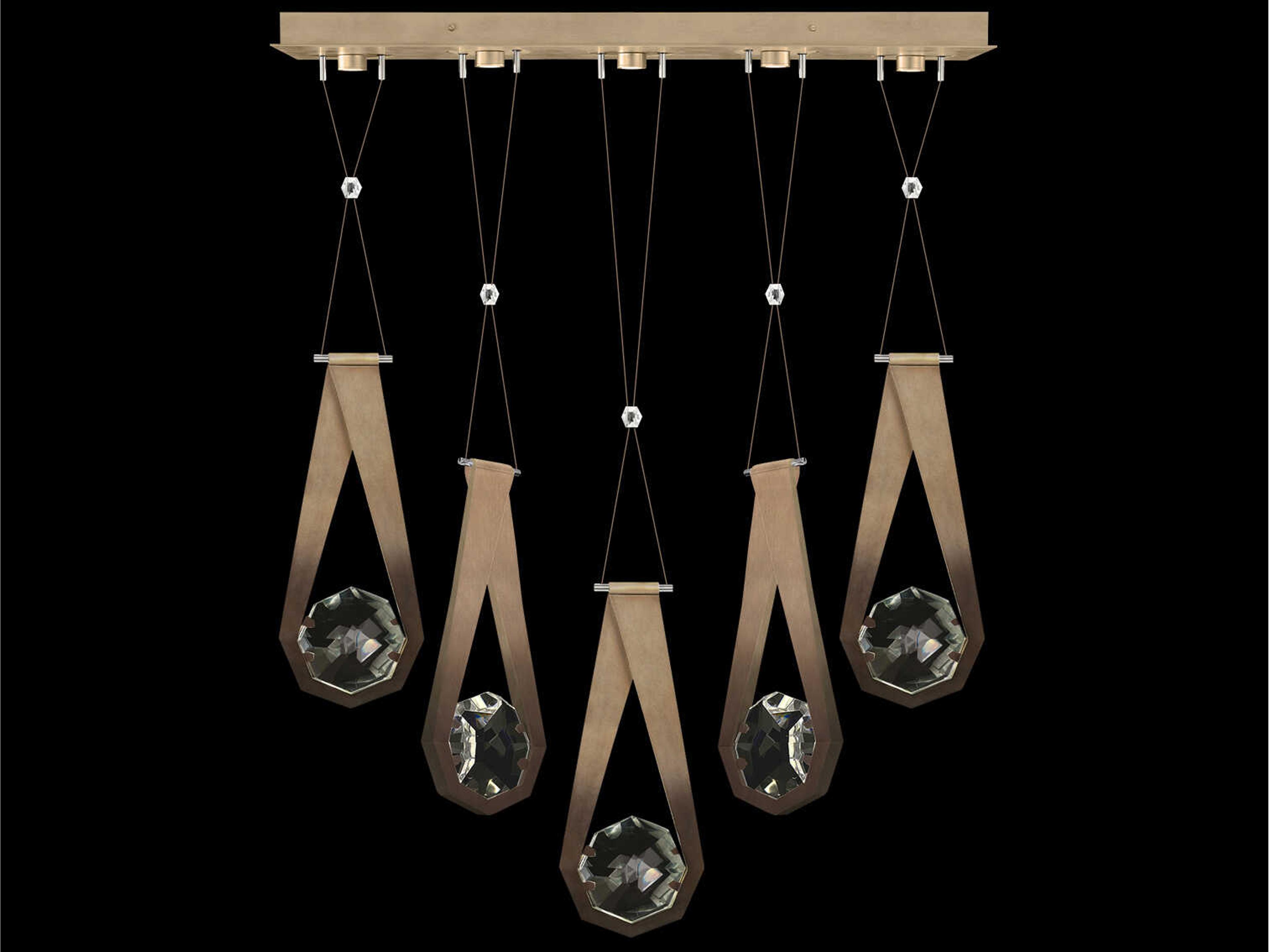 Fine Art Handcrafted Lighting Aria 5-Light Silver Geometric Island Pendant