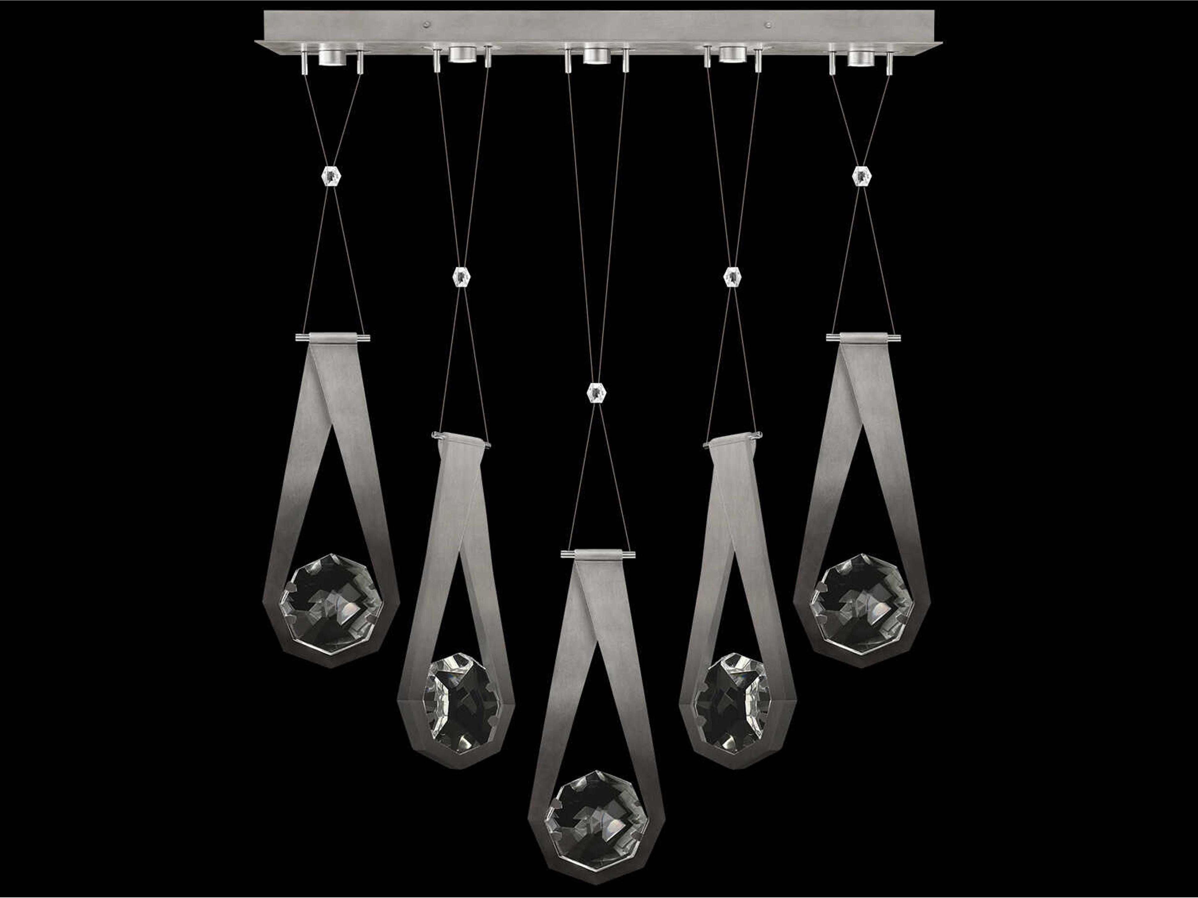 Fine Art Handcrafted Lighting Aria 5-Light Silver Geometric Island Pendant