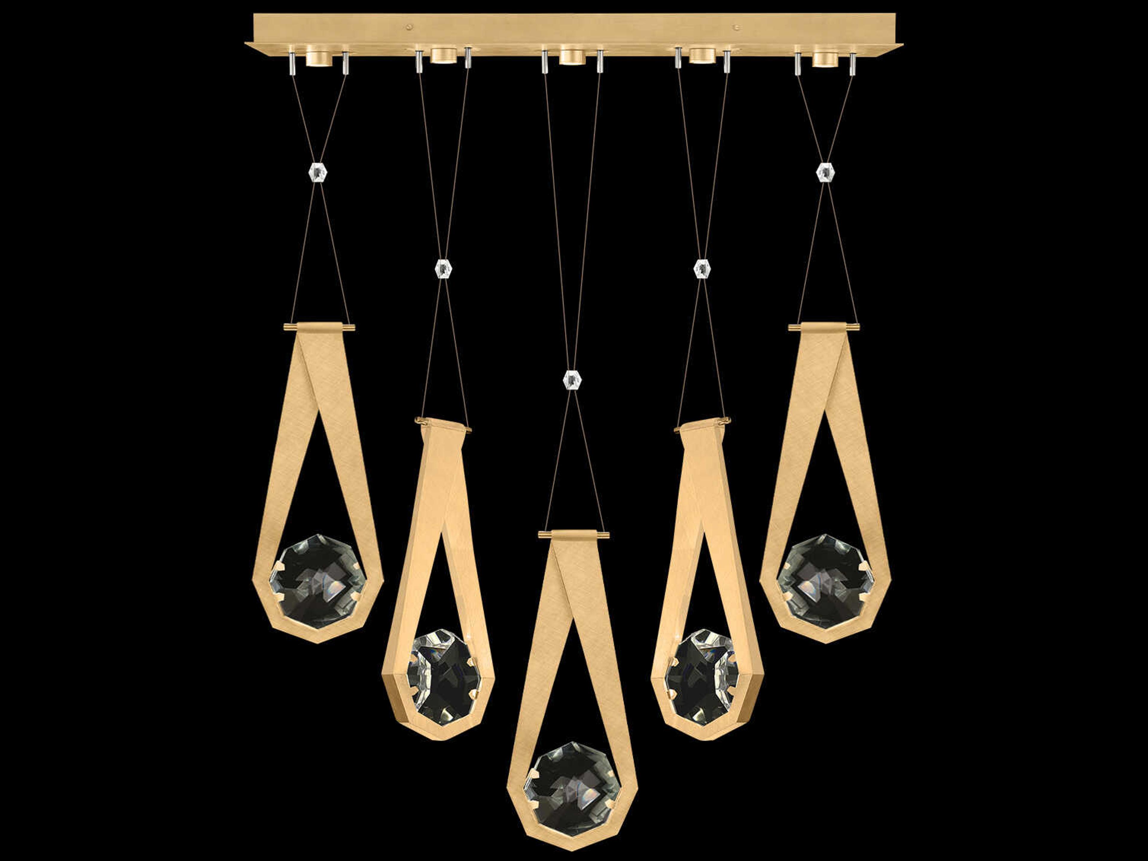 Fine Art Handcrafted Lighting Aria 5-Light Silver Geometric Island Pendant