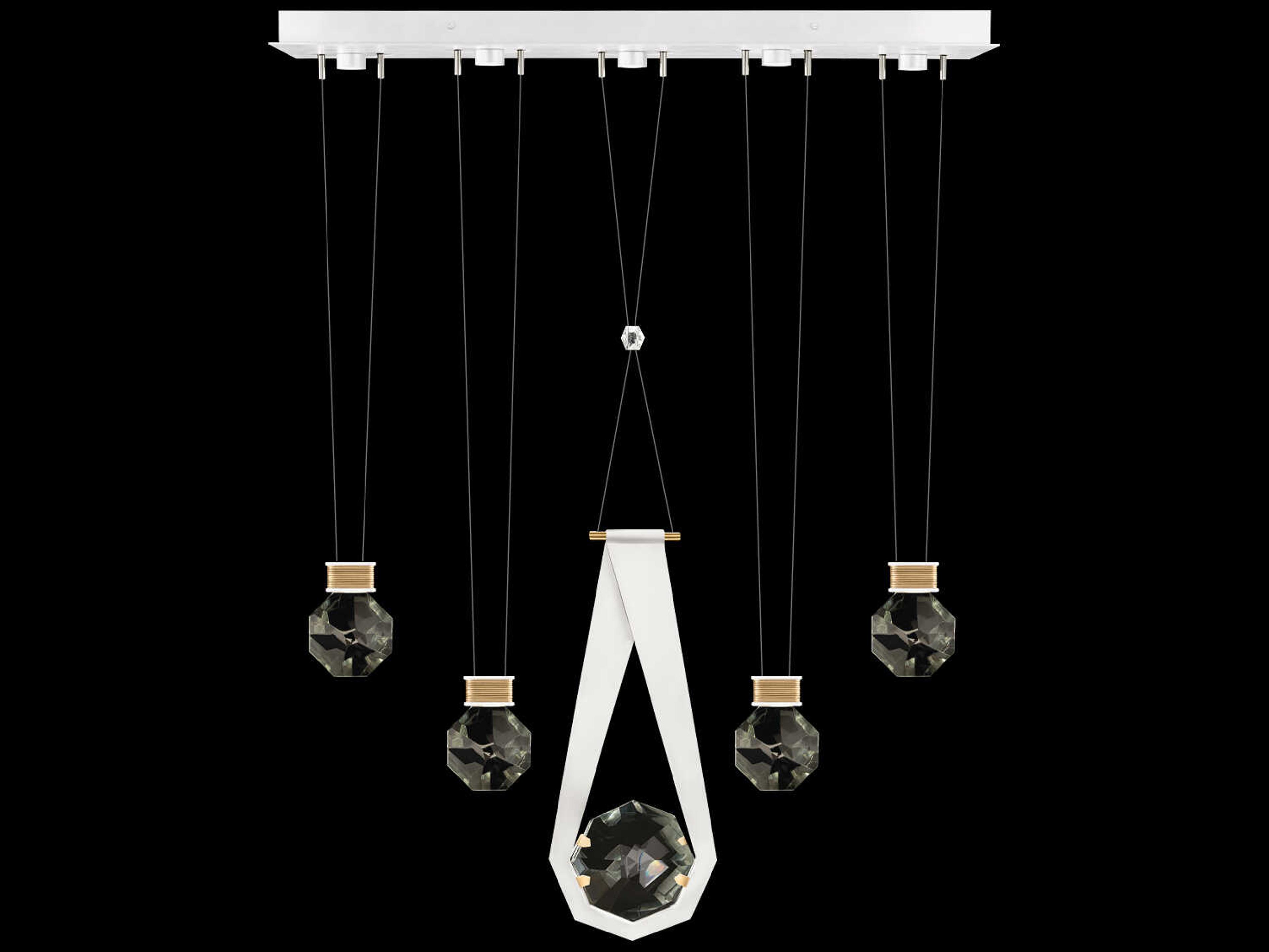 Fine Art Handcrafted Lighting Aria 5-Light Silver Geometric Island Pendant