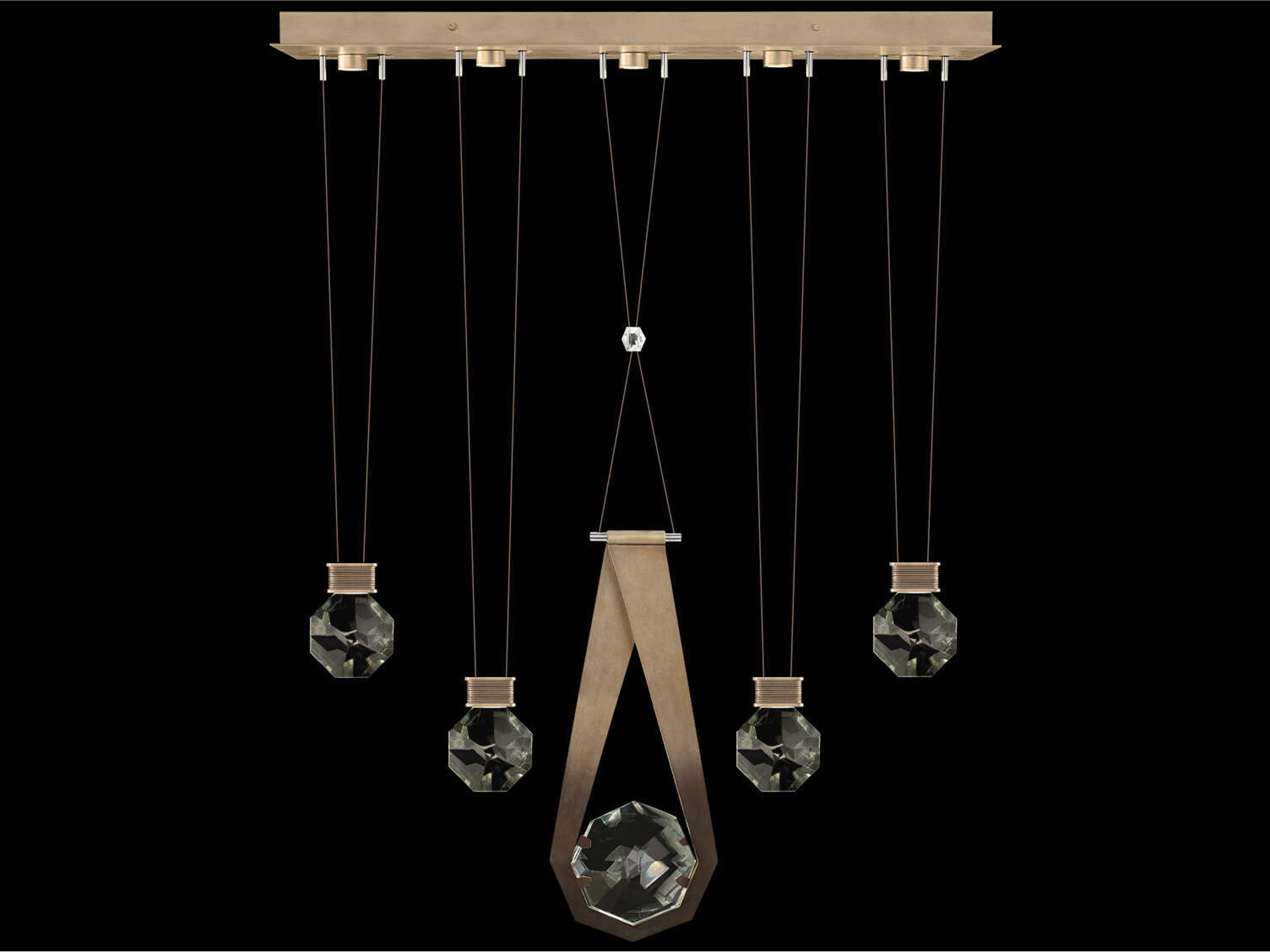 Fine Art Handcrafted Lighting Aria 5-Light Silver Geometric Island Pendant